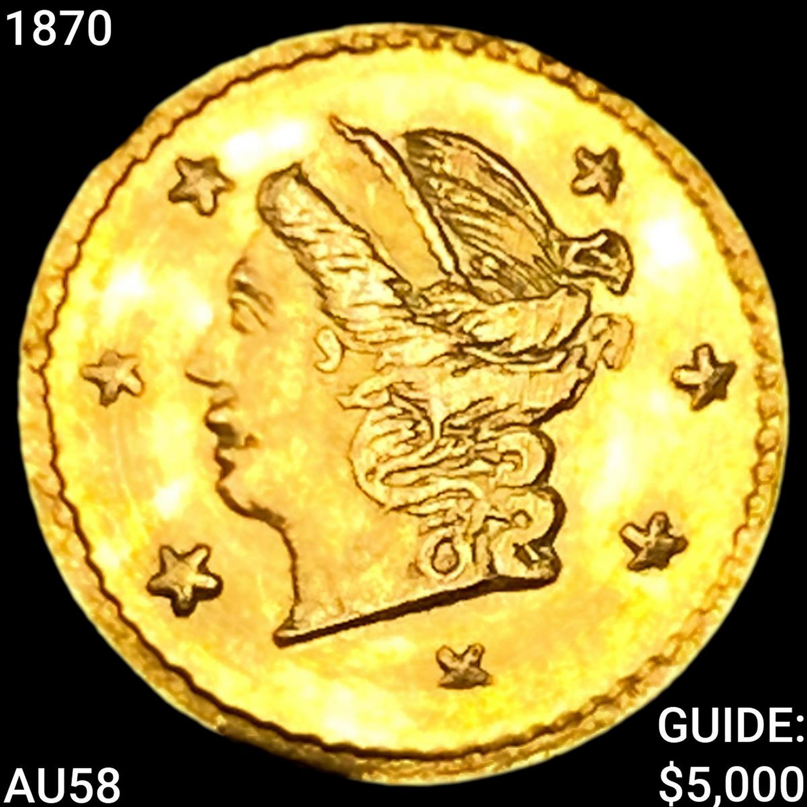 1870 Round California Gold Quarter: 1870 Round California Gold Quarter