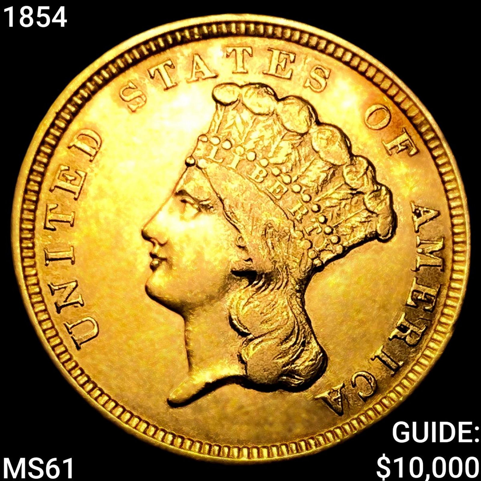1854 $3 Gold Piece: 1854 $3 Gold Piece