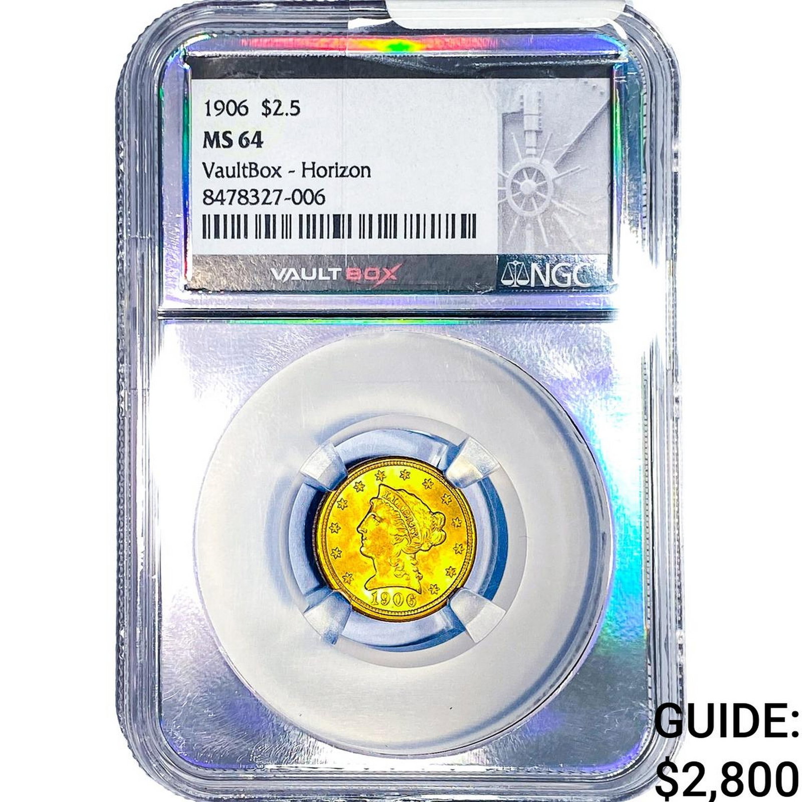 1906 $2.50 Gold Quarter Eagle NGC MS64 Vaultbox: 1906 $2.50 Gold Quarter Eagle NGC MS64 Vaultbox
