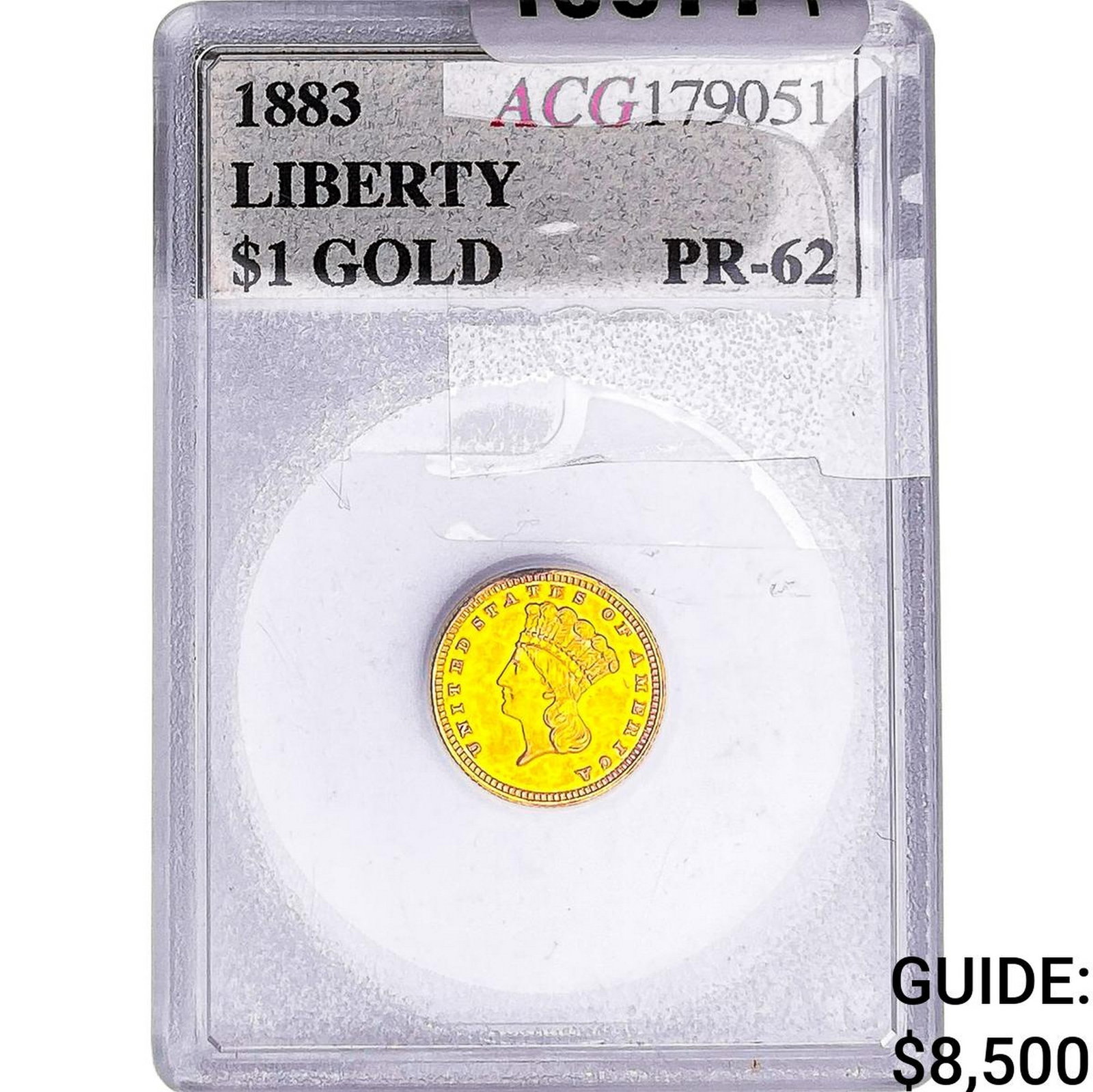 1883 Rare Gold Dollar ACG PR62: 1883 Rare Gold Dollar ACG PR62
