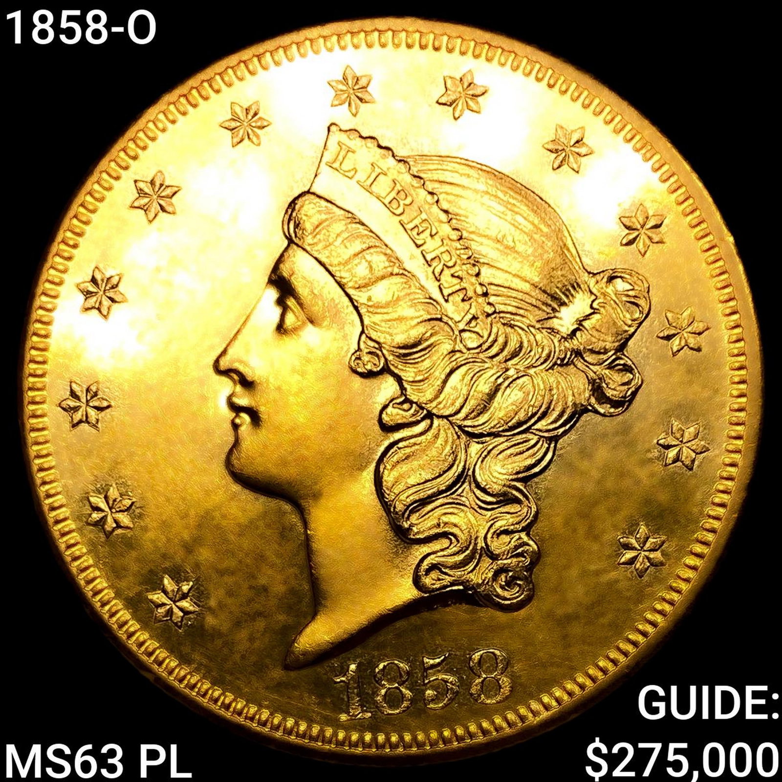 1858-O $20 Gold Double Eagle: 1858-O $20 Gold Double Eagle