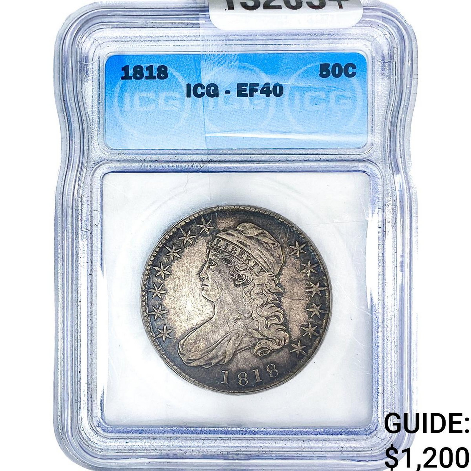 1818 Capped Bust Half Dollar ICG EF40: 1818 Capped Bust Half Dollar ICG EF40