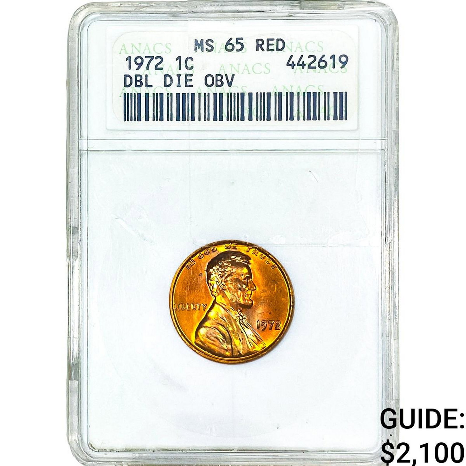 1972 Lincoln Memorial Cent ANACS MS65 Red DDO: 1972 Lincoln Memorial Cent ANACS MS65 Red DDO