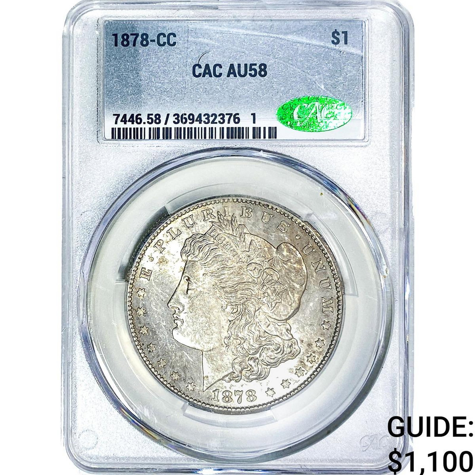 1878-CC Morgan Silver Dollar CAC AU58: 1878-CC Morgan Silver Dollar CAC AU58