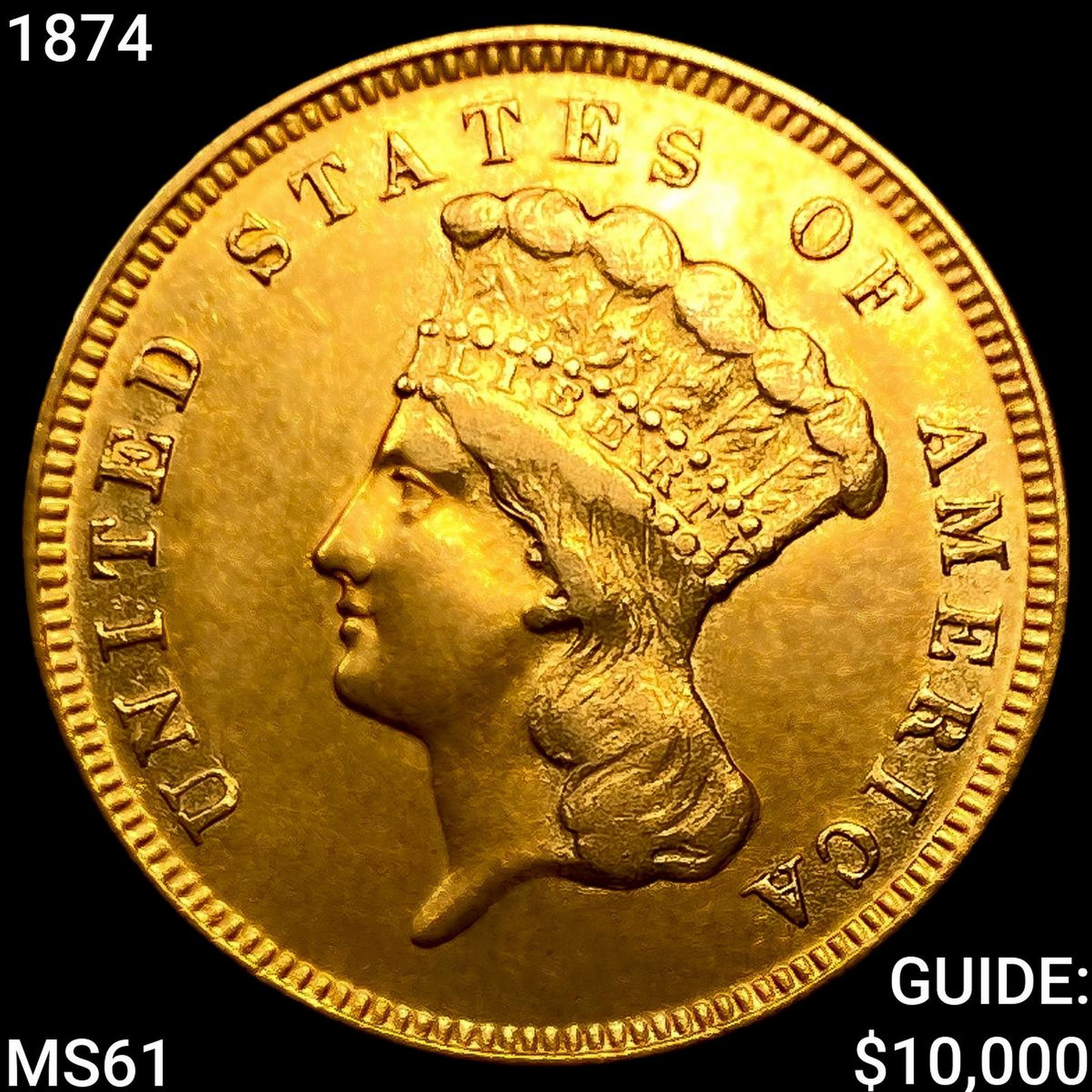 1874 $3 Gold Piece: 1874 $3 Gold Piece