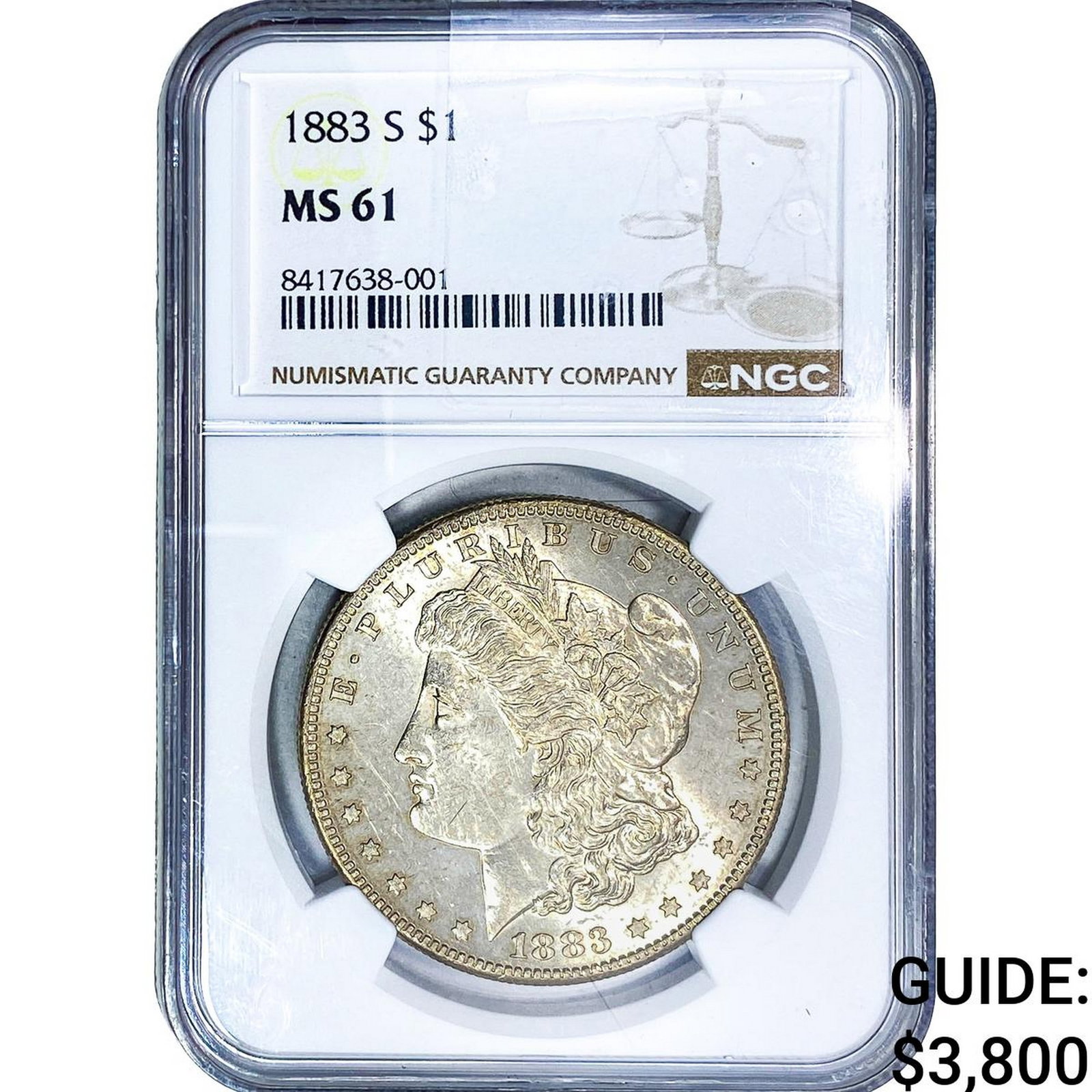 1883-S Morgan Silver Dollar NGC MS61: 1883-S Morgan Silver Dollar NGC MS61