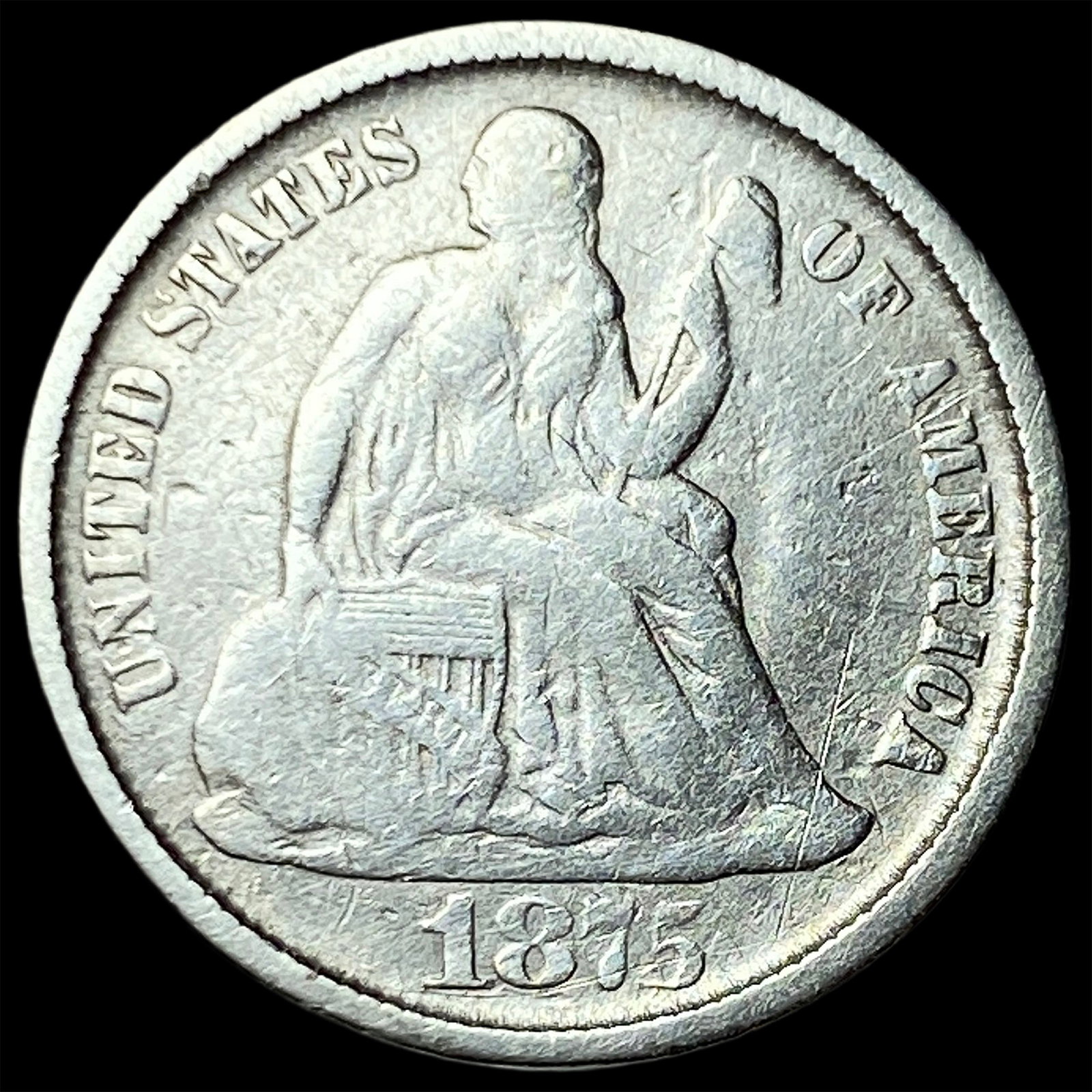 1875-CC Silver Seated Liberty Dime LIGHTLY CIRCULATED: 1875-CC Silver Seated Liberty Dime LIGHTLY CIRCULATED