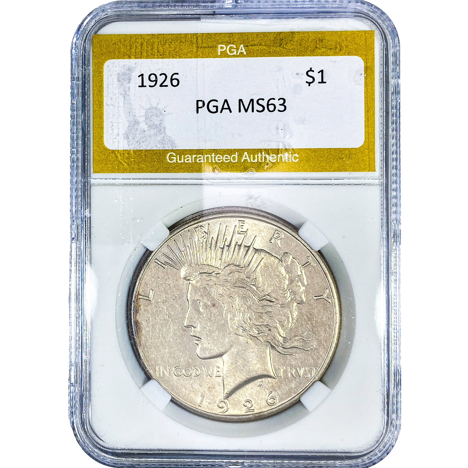 1926 Silver Peace Dollar PGA MS63: 1926 Silver Peace Dollar PGA MS63