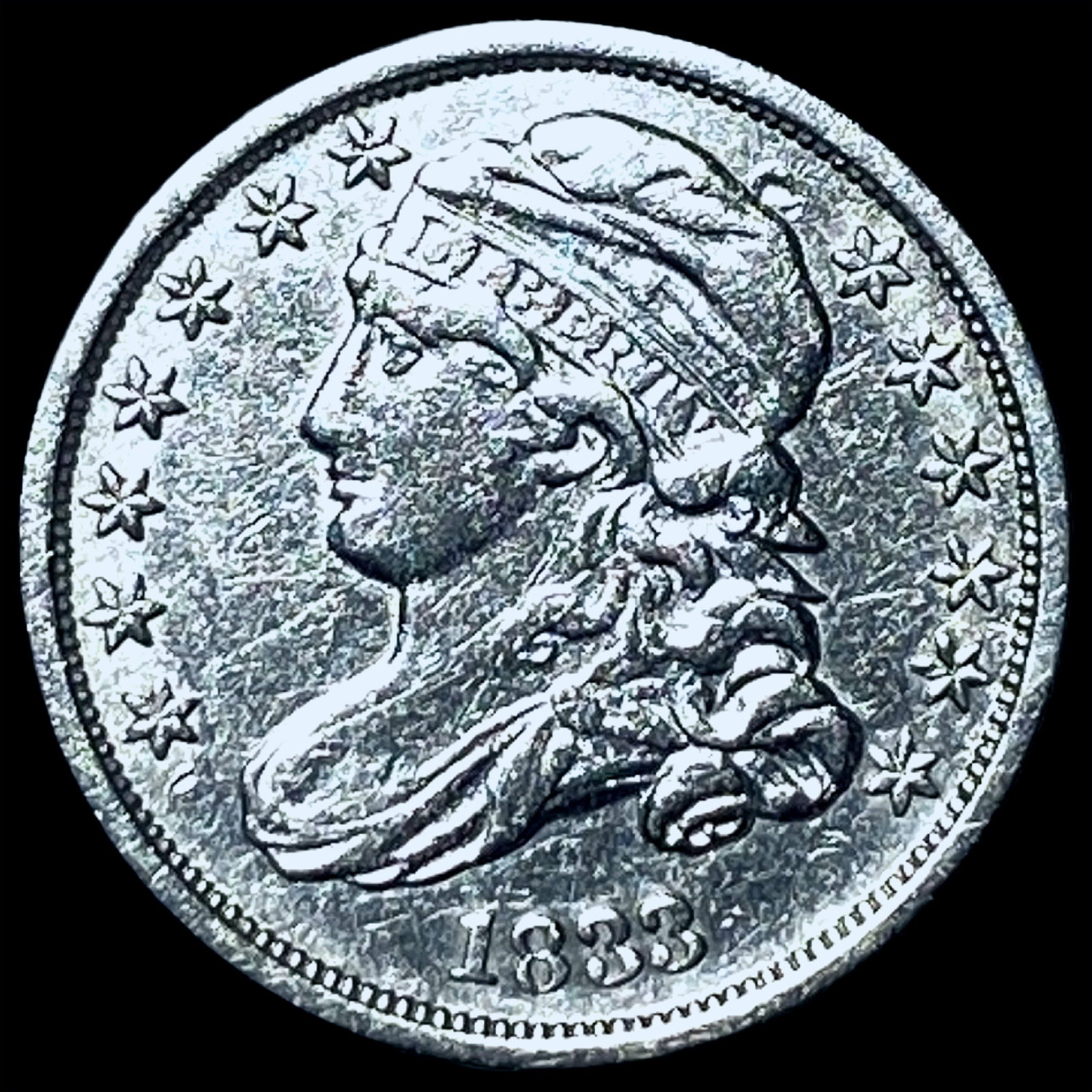 1833 Capped Bust Silver Half Dime CHOICE AU: 1833 Capped Bust Silver Half Dime CHOICE AU