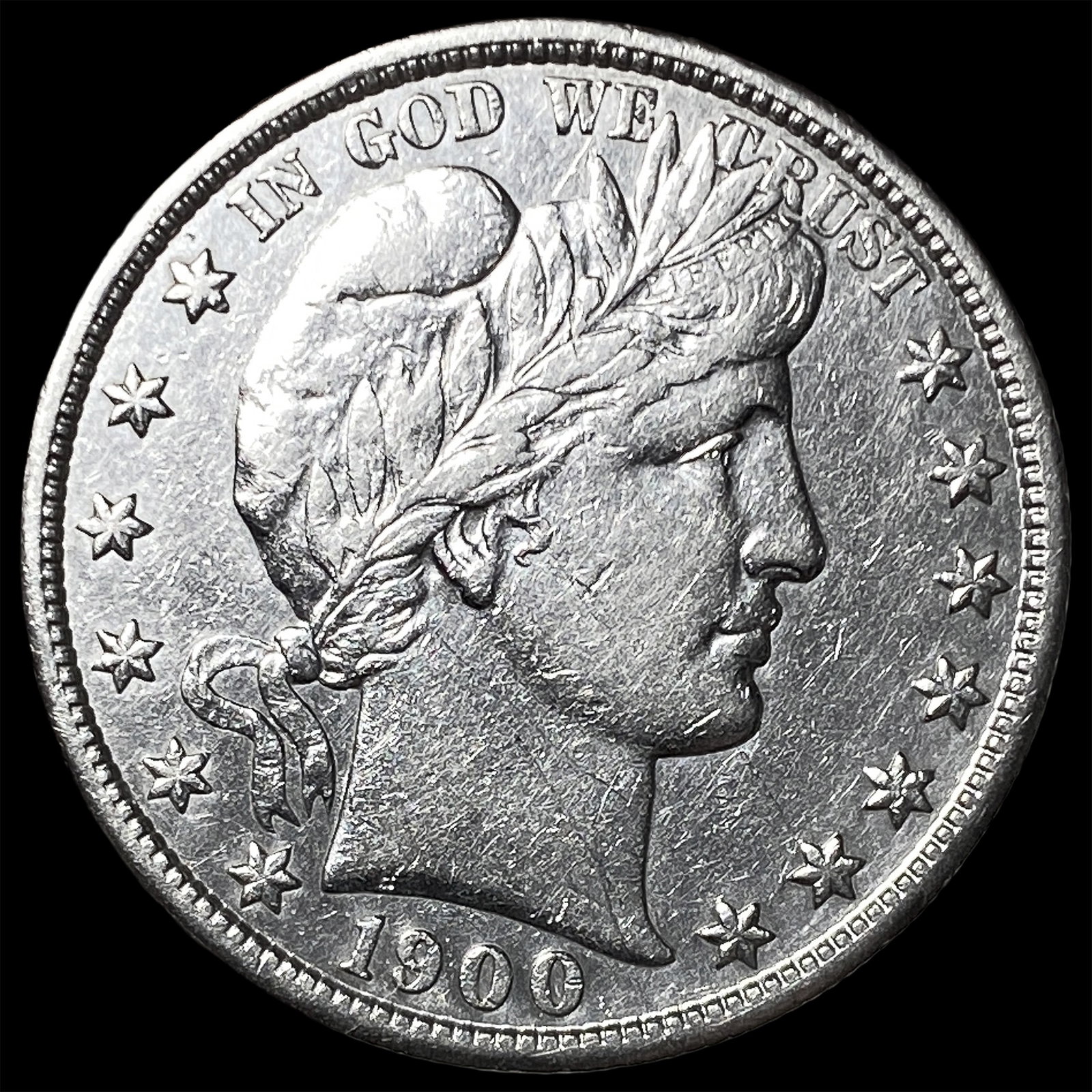 1900-S Silver Barber Half Dollar CHOICE AU: 1900-S Silver Barber Half Dollar CHOICE AU
