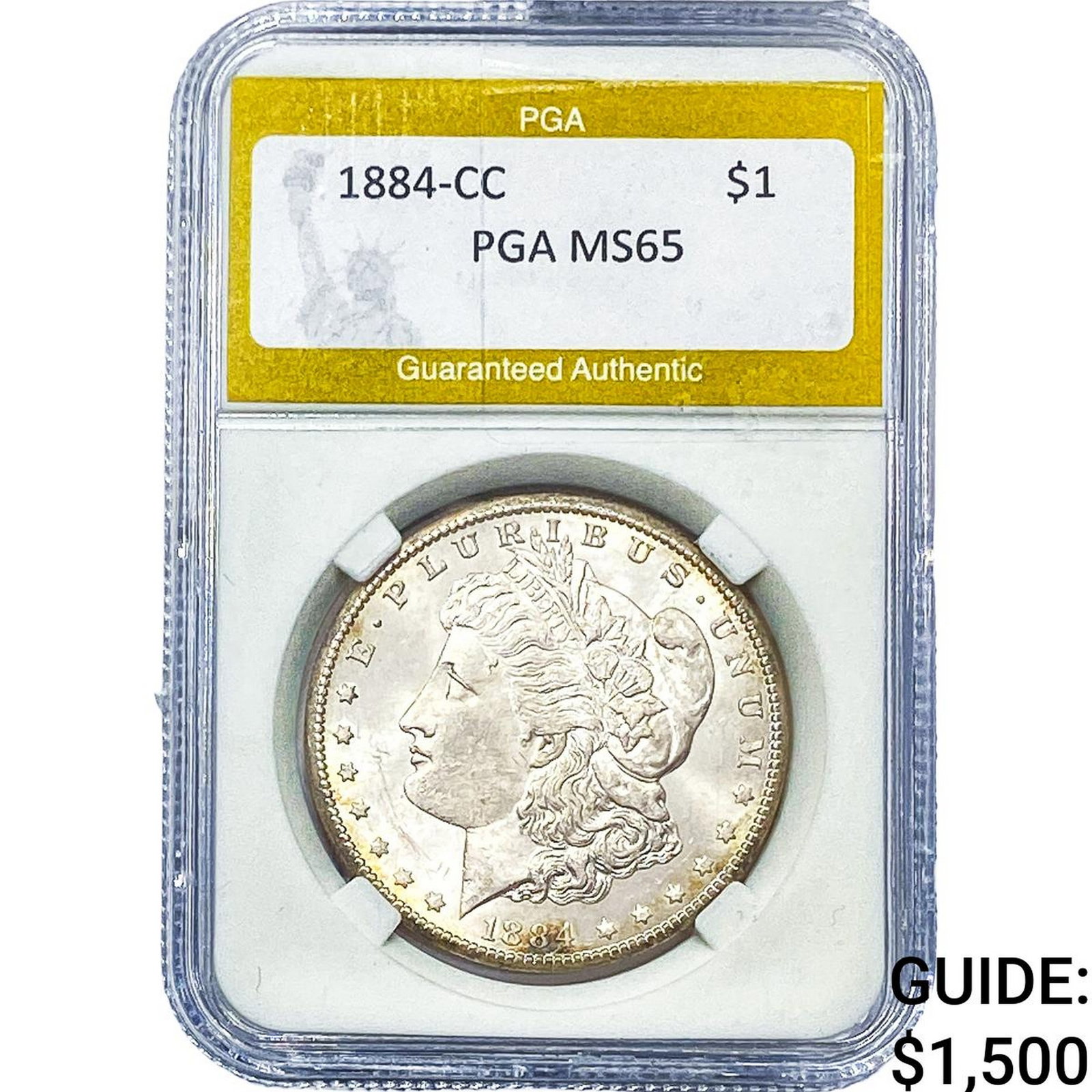 1884-CC Morgan Silver Dollar PGA MS65: 1884-CC Morgan Silver Dollar PGA MS65