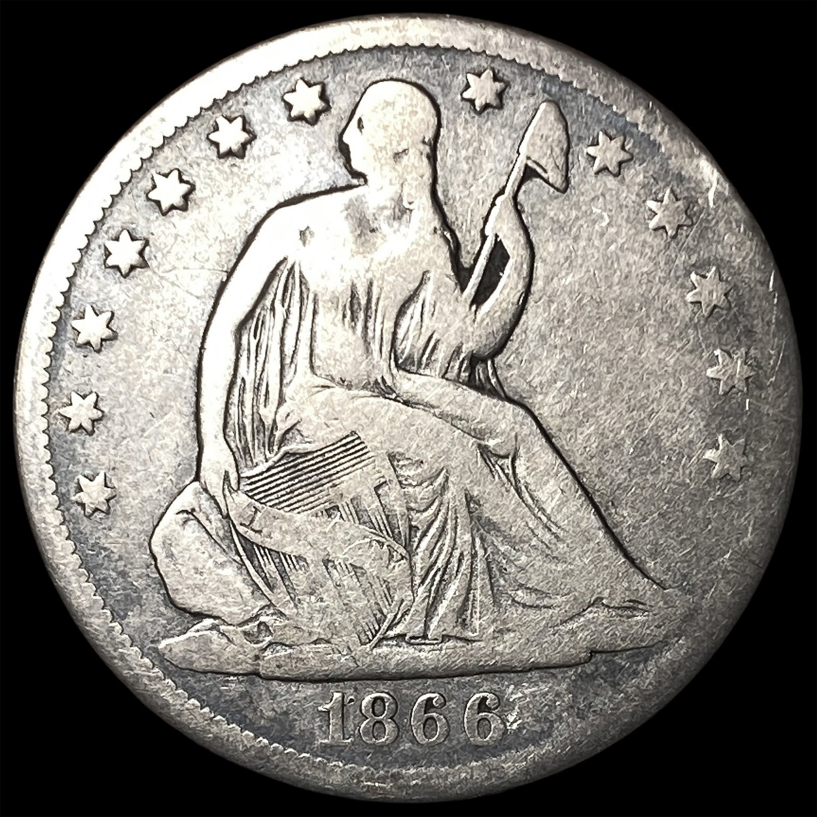 1866 Seated Liberty Half Dollar LIGHTLY CIRCULATED: 1866 Seated Liberty Half Dollar LIGHTLY CIRCULATED