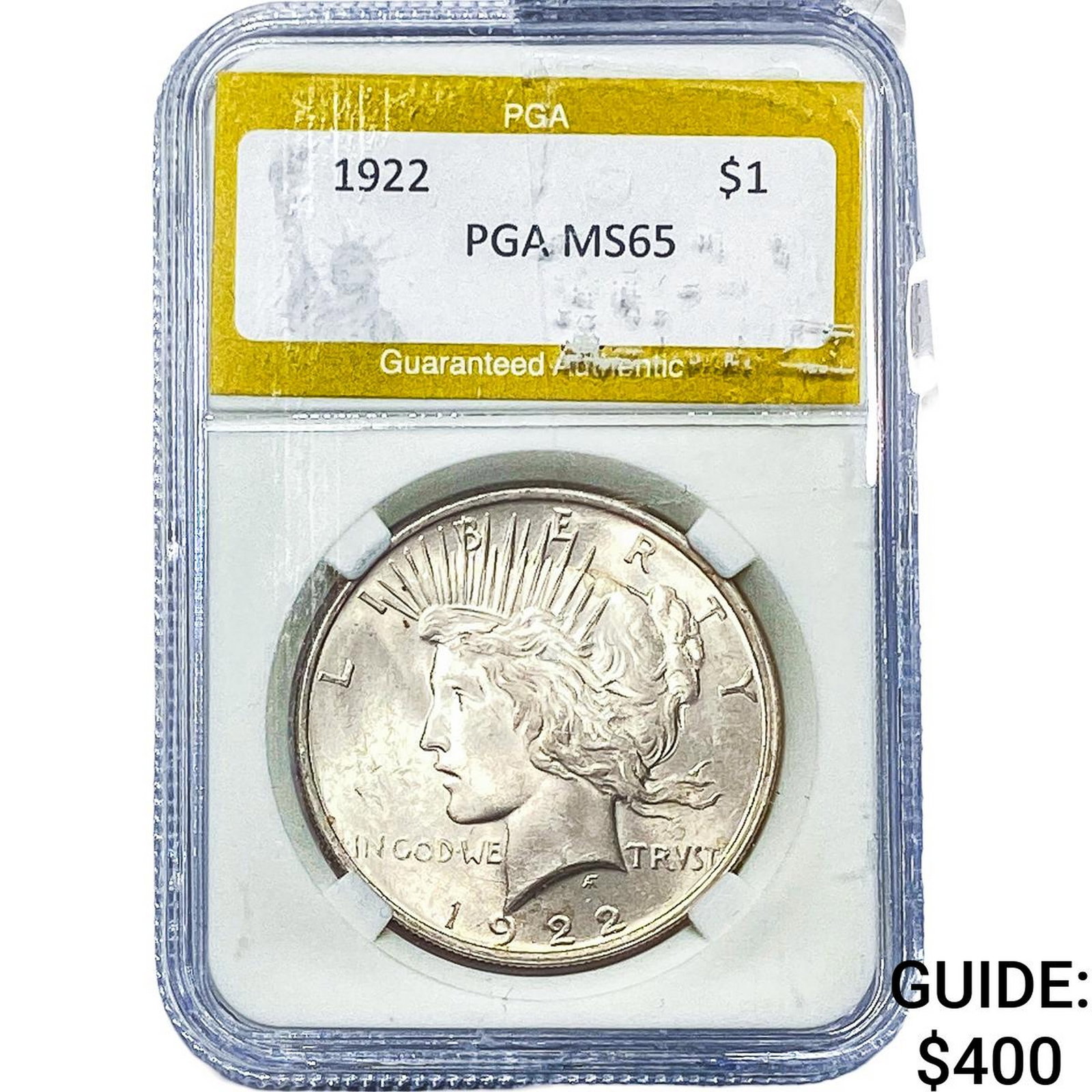 1922 Silver Peace Dollar PGA MS65: 1922 Silver Peace Dollar PGA MS65