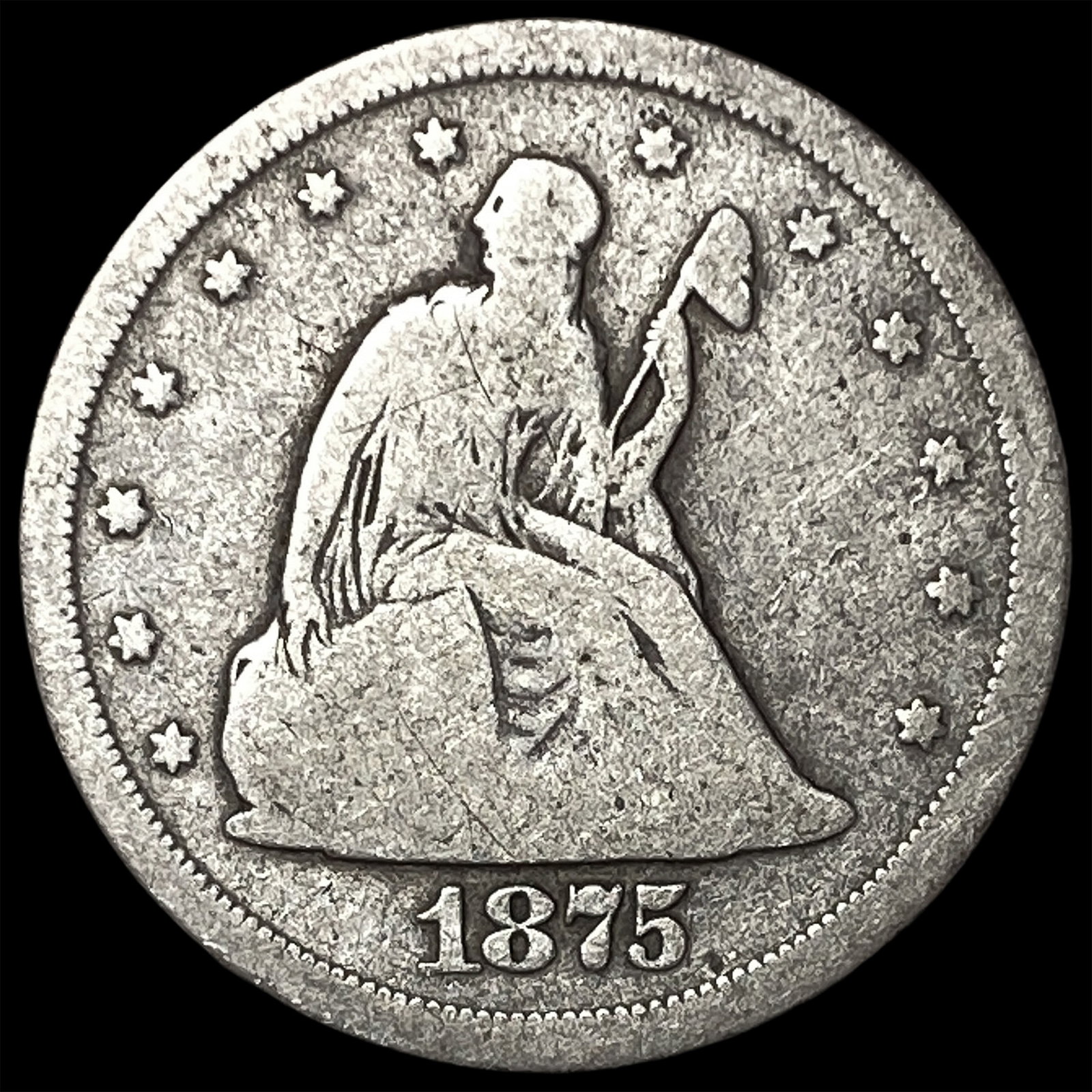 1875-S Silver Twenty Cent Piece ABOUT UNCIRCULATED: 1875-S Silver Twenty Cent Piece ABOUT UNCIRCULATED