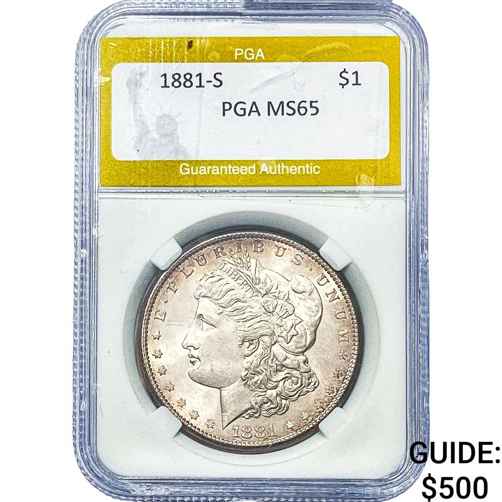 1881-S Morgan Silver Dollar PGA MS65: 1881-S Morgan Silver Dollar PGA MS65