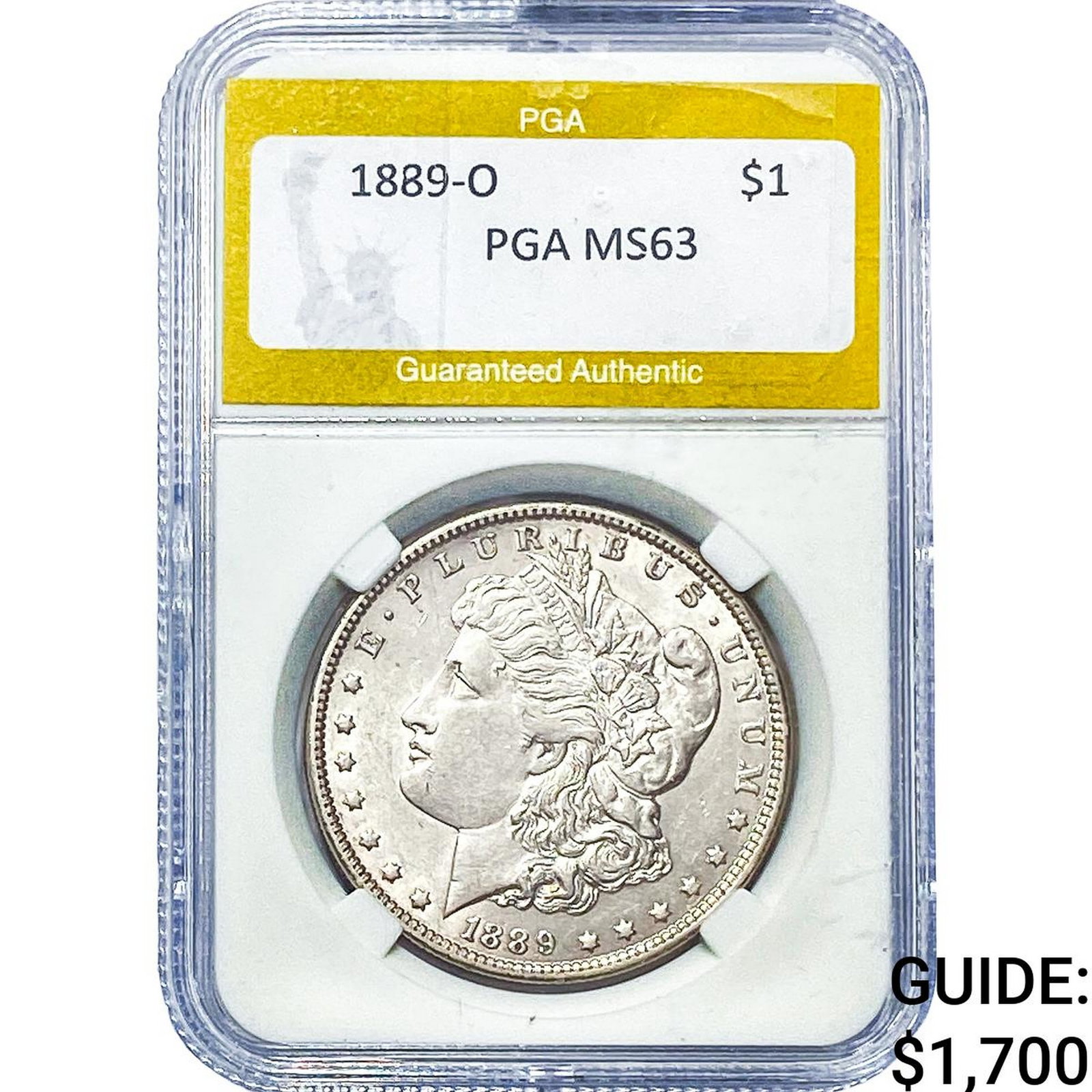 1889-O Morgan Silver Dollar PGA MS63: 1889-O Morgan Silver Dollar PGA MS63