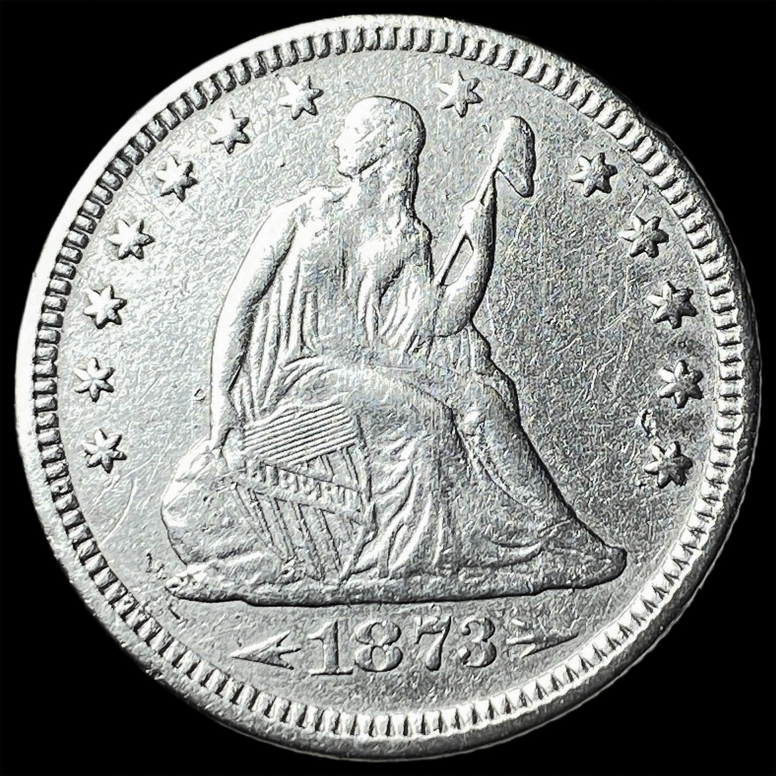 1873 Arrows Seated Liberty Quarter CHOICE AU (1 of 2)