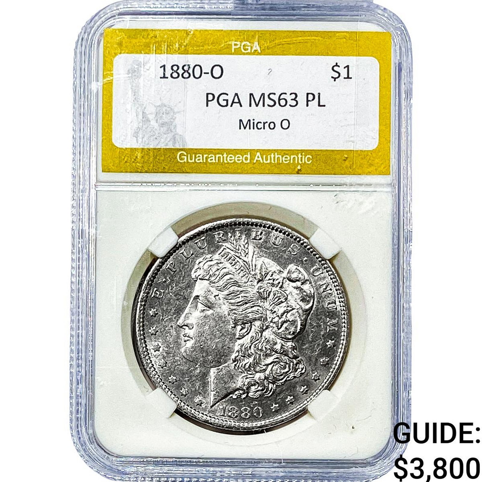 1880-O Morgan Silver Dollar PGA MS63 PL Micro O: 1880-O Morgan Silver Dollar PGA MS63 PL Micro O