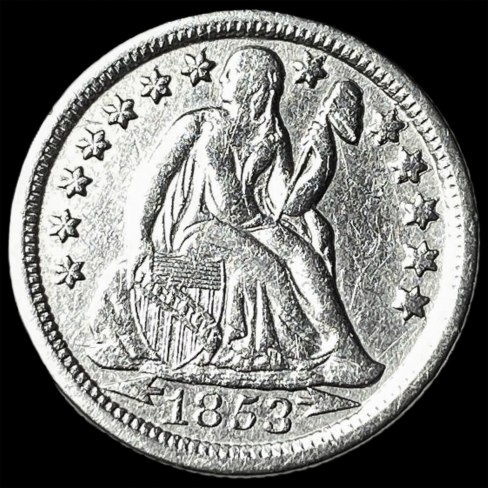 1853-O Arrows Seated Liberty Dime UNCIRCULATED: 1853-O Arrows Seated Liberty Dime UNCIRCULATED
