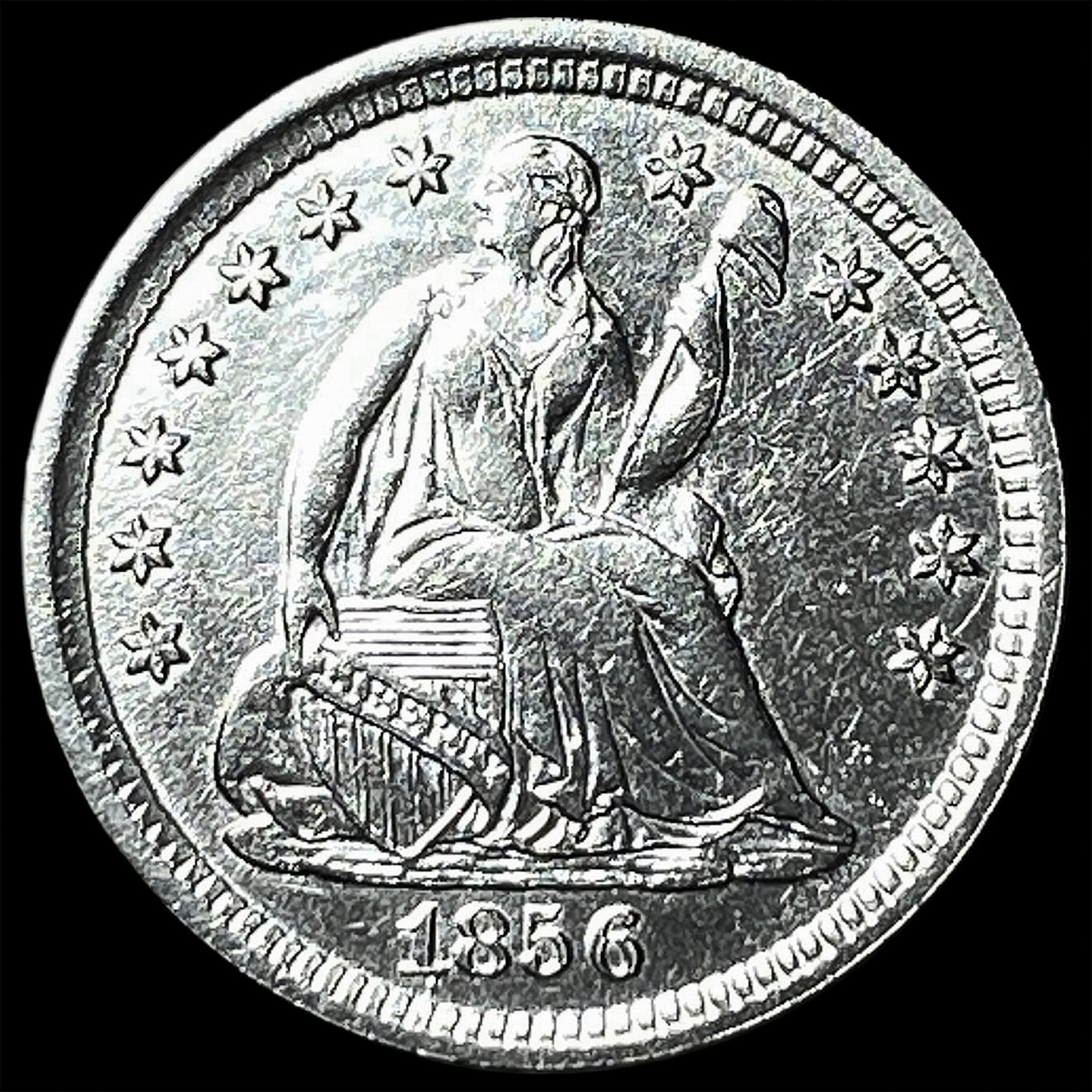 1856 Silver Seated Liberty Half Dime UNCIRCULATED: 1856 Silver Seated Liberty Half Dime UNCIRCULATED