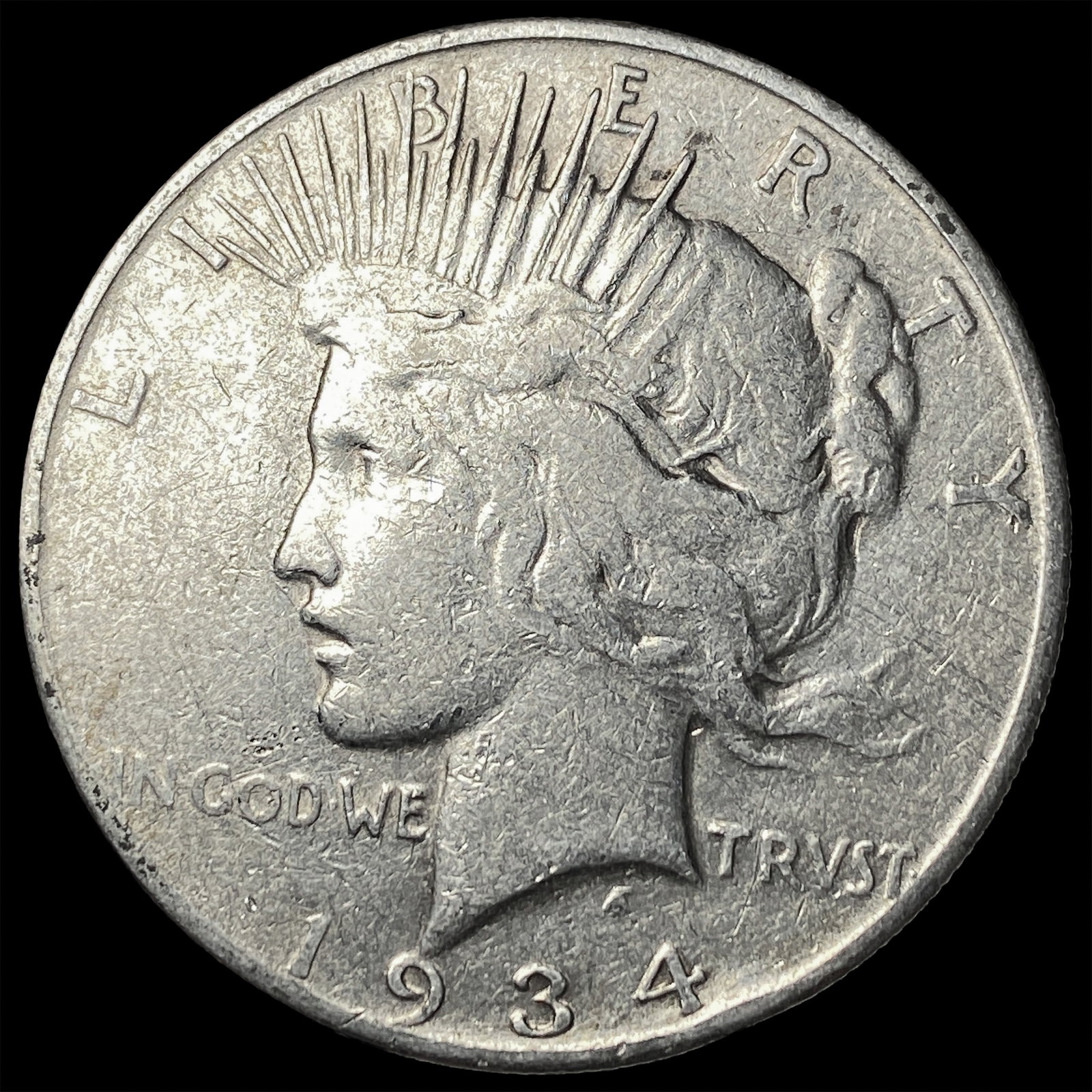 1934-S Peace Silver Dollar NEARLY UNCIRCULATED: 1934-S Peace Silver Dollar NEARLY UNCIRCULATED
