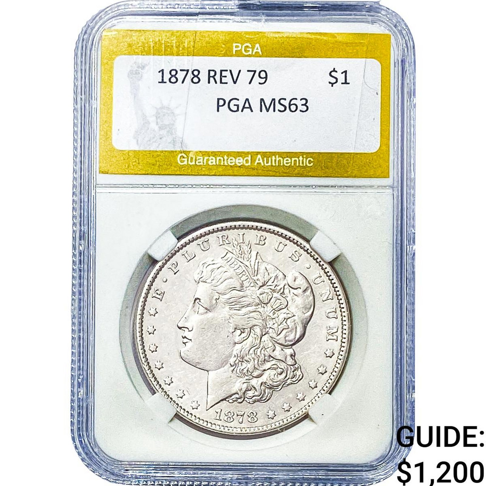 1878 Morgan Silver Dollar PGA MS63 REV 79: 1878 Morgan Silver Dollar PGA MS63 REV 79