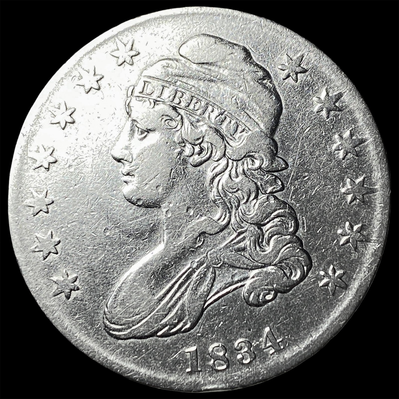 1834 Capped Bust Half Dollar NEARLY UNCIRCULATED: 1834 Capped Bust Half Dollar NEARLY UNCIRCULATED