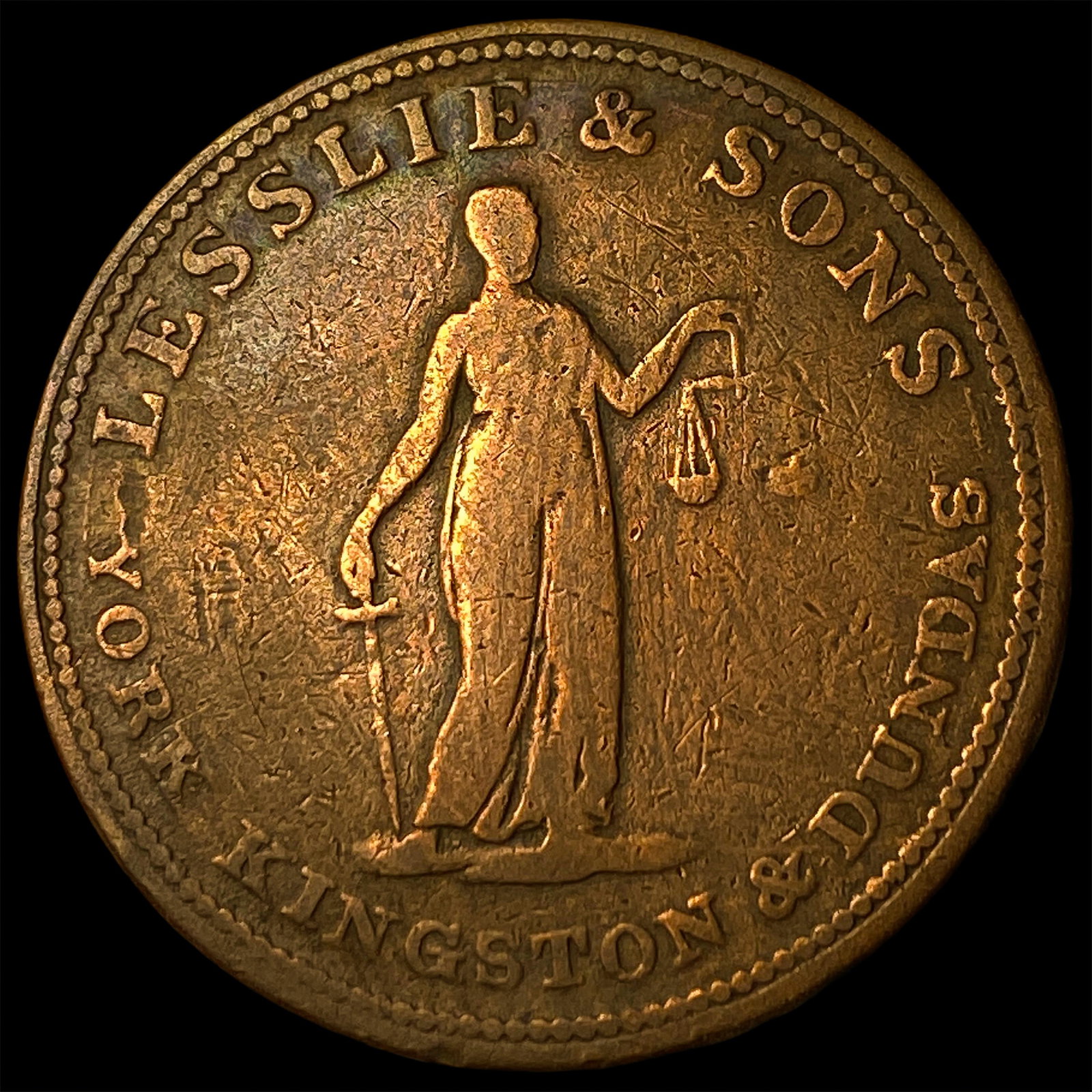 Leslie & Sons Halfpenny Token Canada LIGHTLY CIRCULATED: Leslie & Sons Halfpenny Token Canada LIGHTLY CIRCULATED
