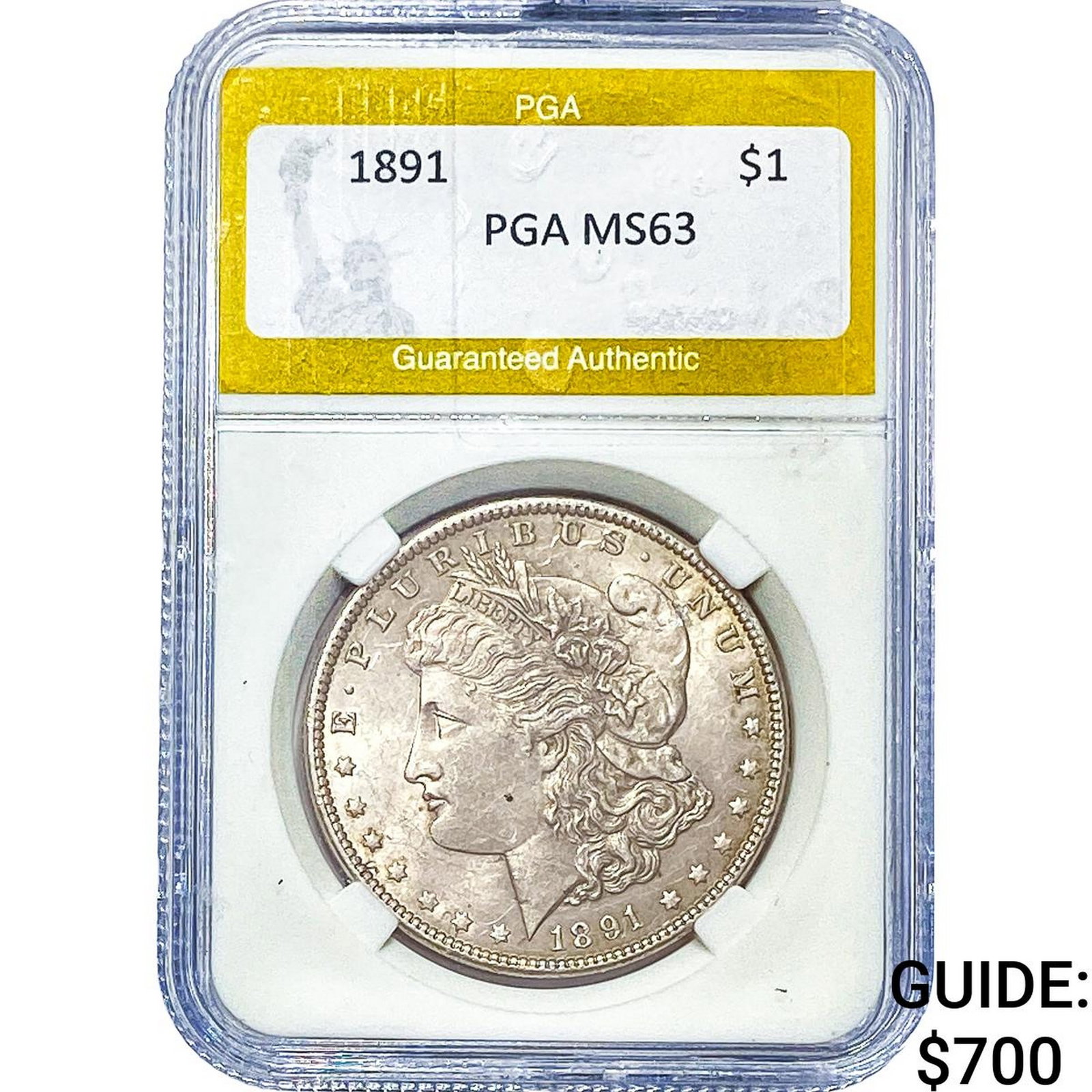 1891 Morgan Silver Dollar PGA MS63: 1891 Morgan Silver Dollar PGA MS63