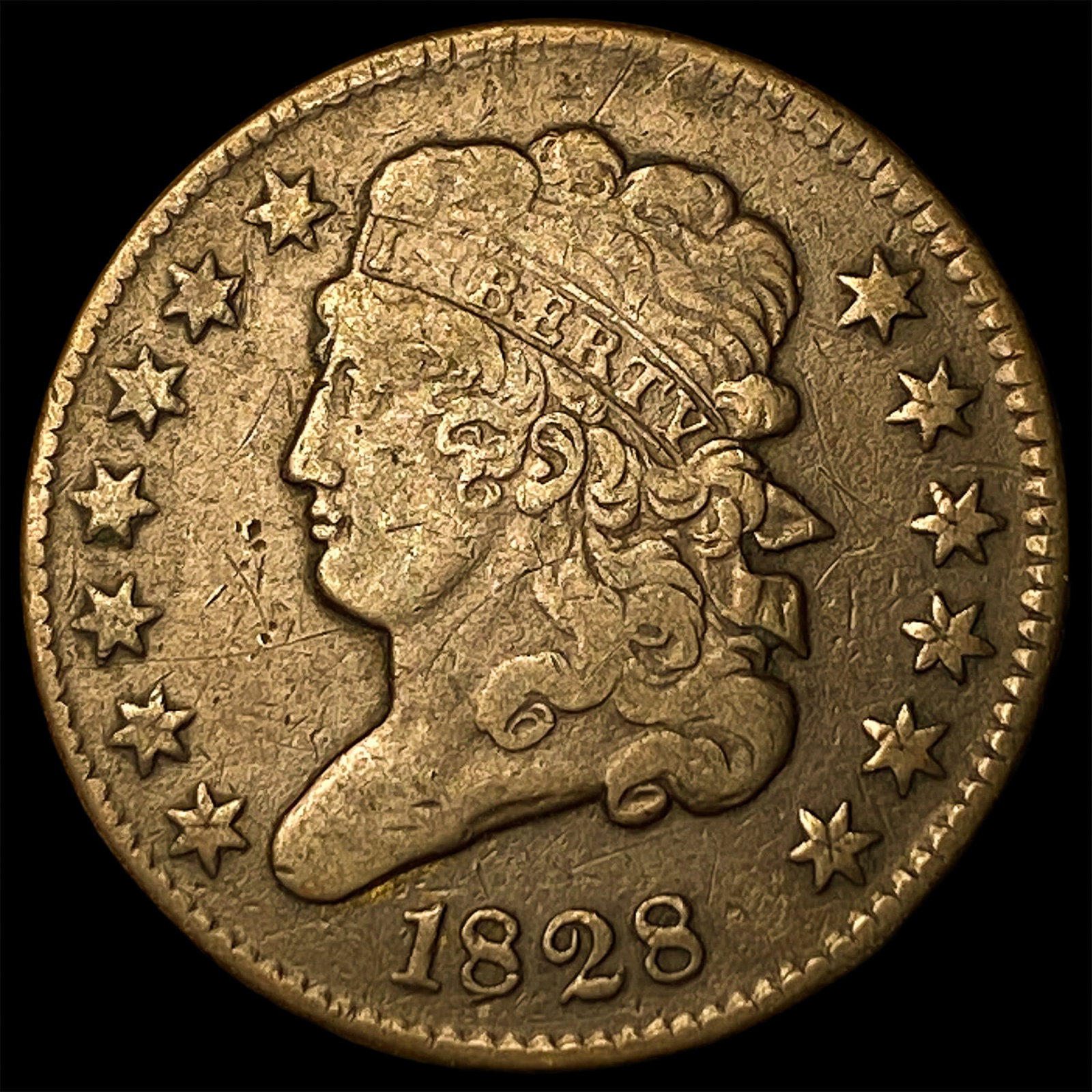 1828 Classic Head Half Cent NEARLY UNCIRCULATED: 1828 Classic Head Half Cent NEARLY UNCIRCULATED