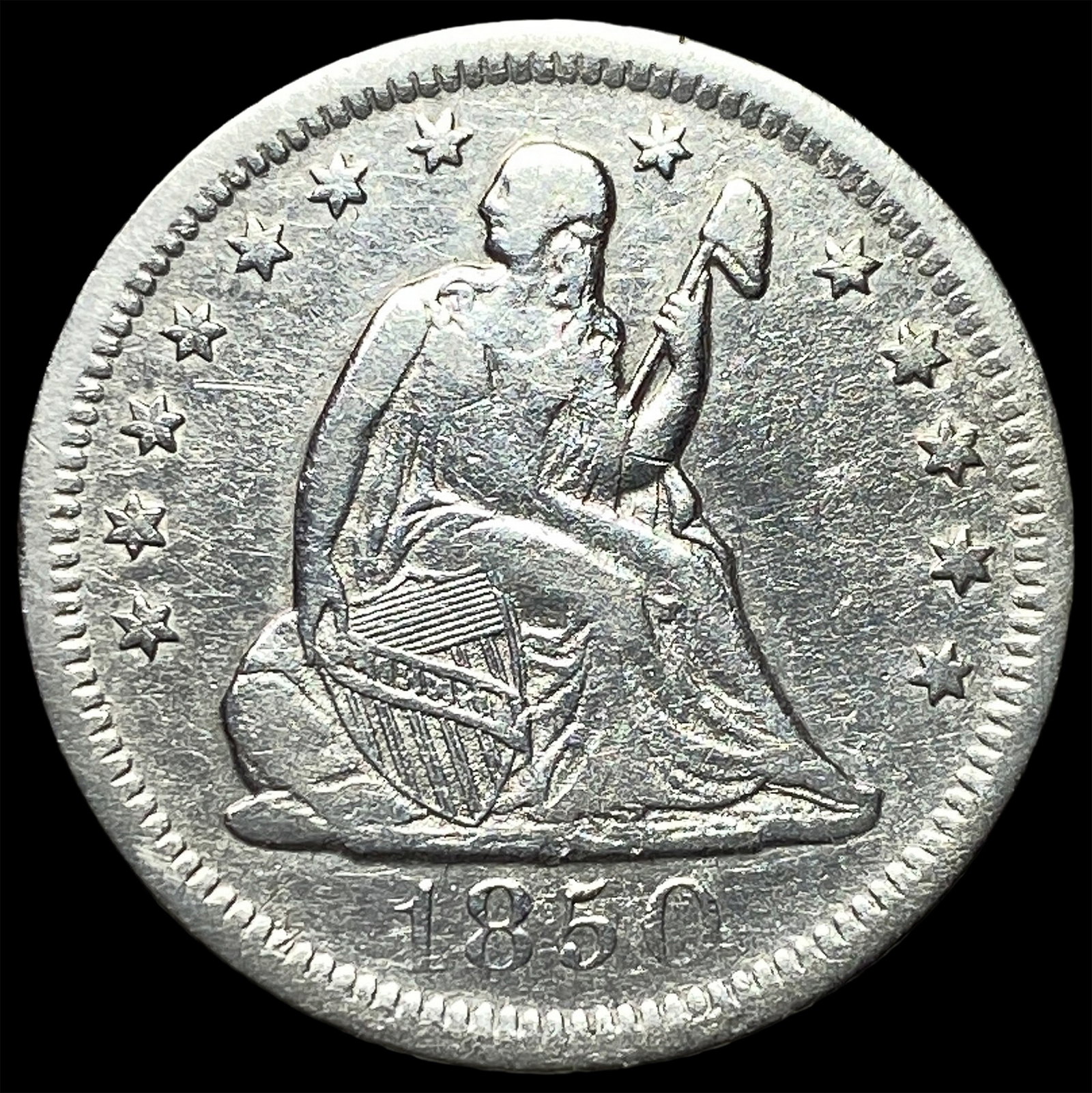 1850-O Silver Seated Liberty Quarter NEARLY UNCIRCULATED: 1850-O Silver Seated Liberty Quarter NEARLY UNCIRCULATED