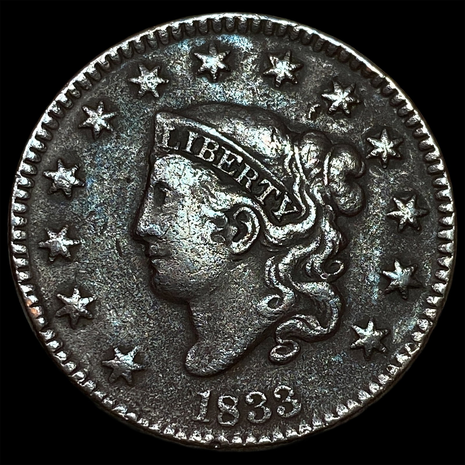 1833 Coronet Head Large Cent NEARLY UNCIRCULATED (1 of 2)