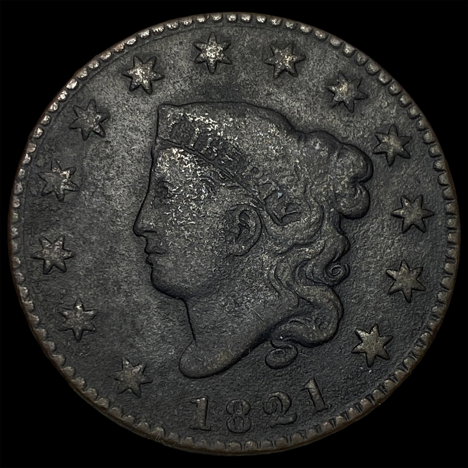 1821 Coronet Head Large Cent LIGHTLY CIRCULATED (1 of 2)