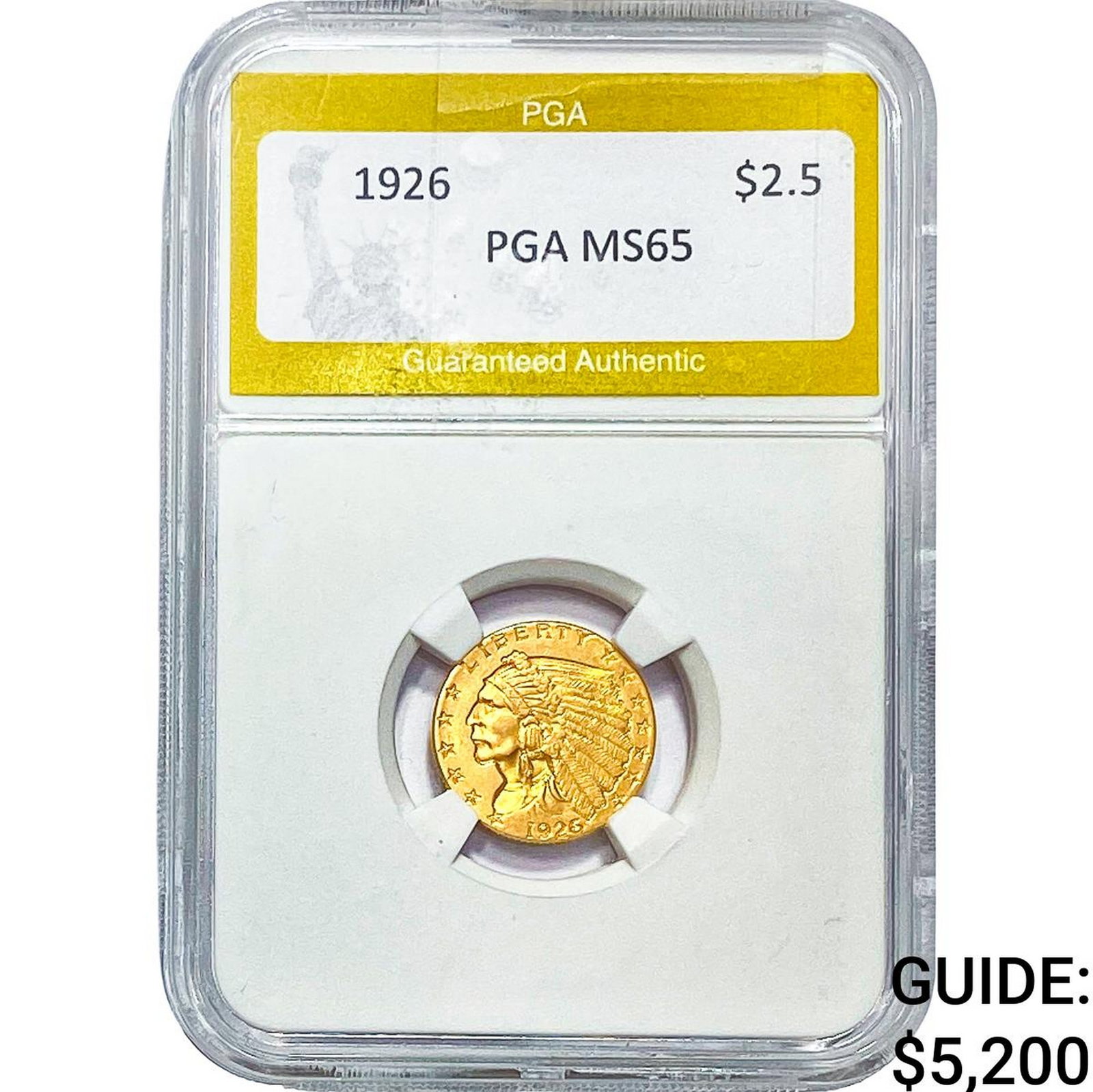 1926 $2.50 Gold Quarter Eagle PGA MS65: 1926 $2.50 Gold Quarter Eagle PGA MS65