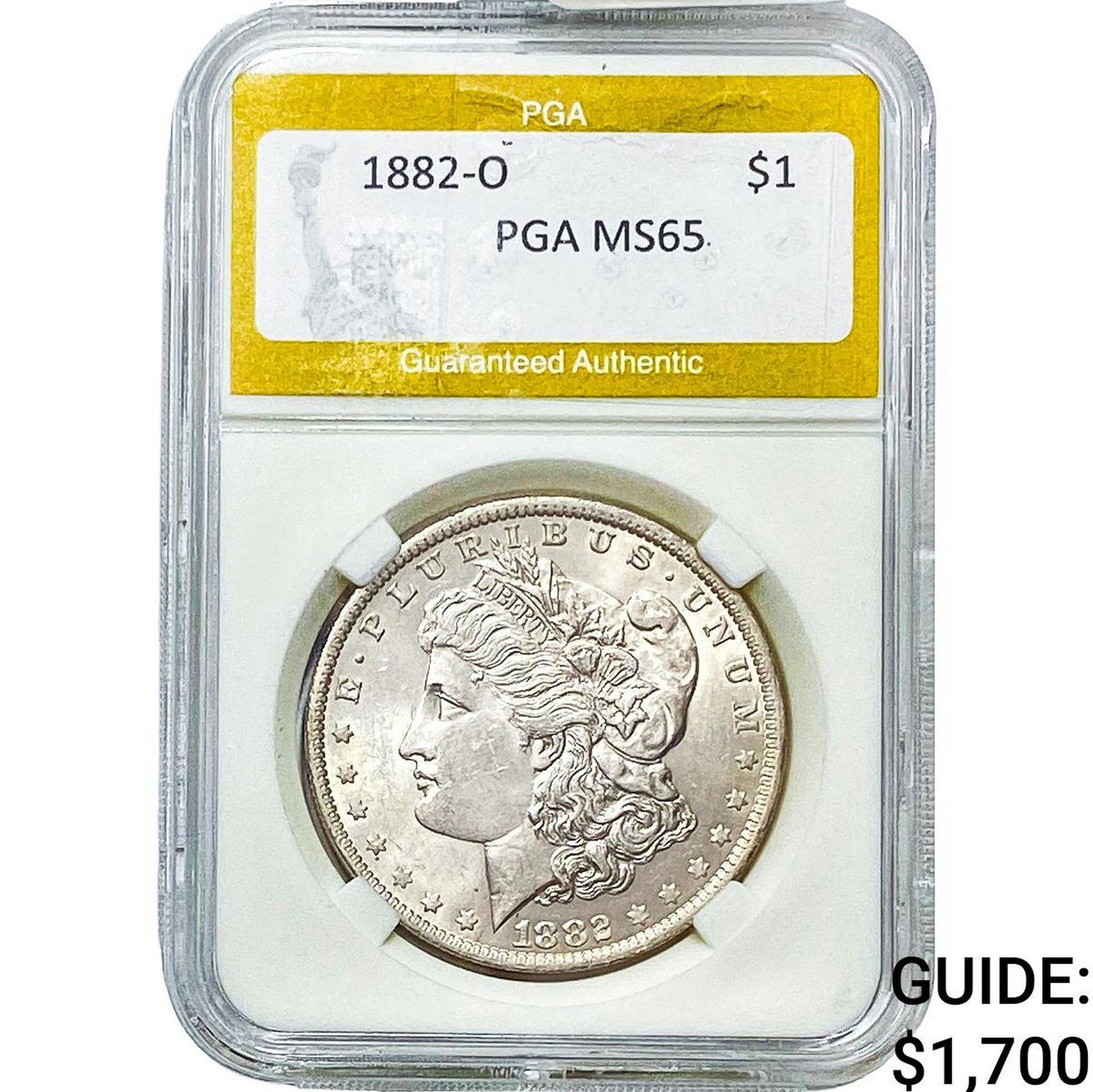 1882-O Morgan Silver Dollar PGA MS65: 1882-O Morgan Silver Dollar PGA MS65