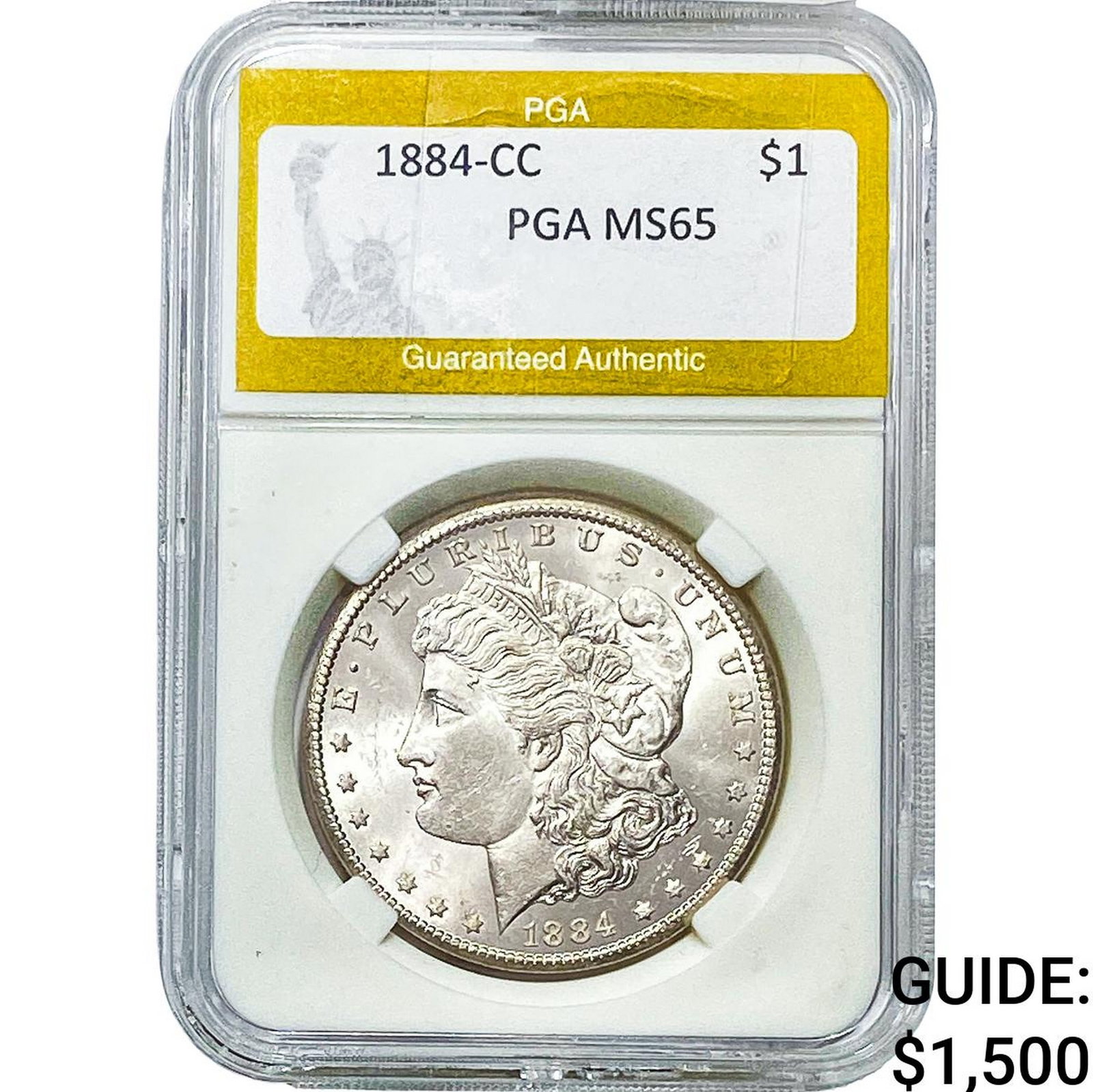 1884-CC Morgan Silver Dollar PGA MS65: 1884-CC Morgan Silver Dollar PGA MS65