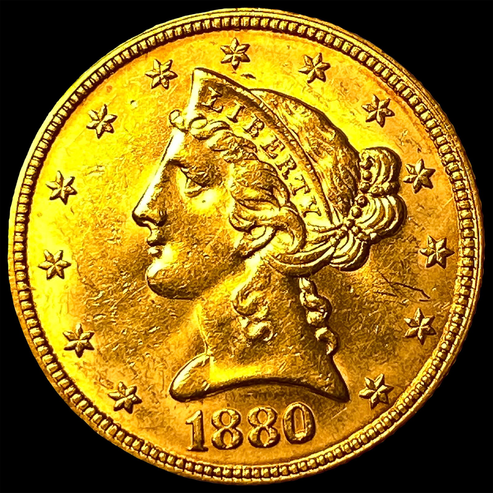 1880 $5 Gold Half Eagle: 1880 $5 Gold Half Eagle