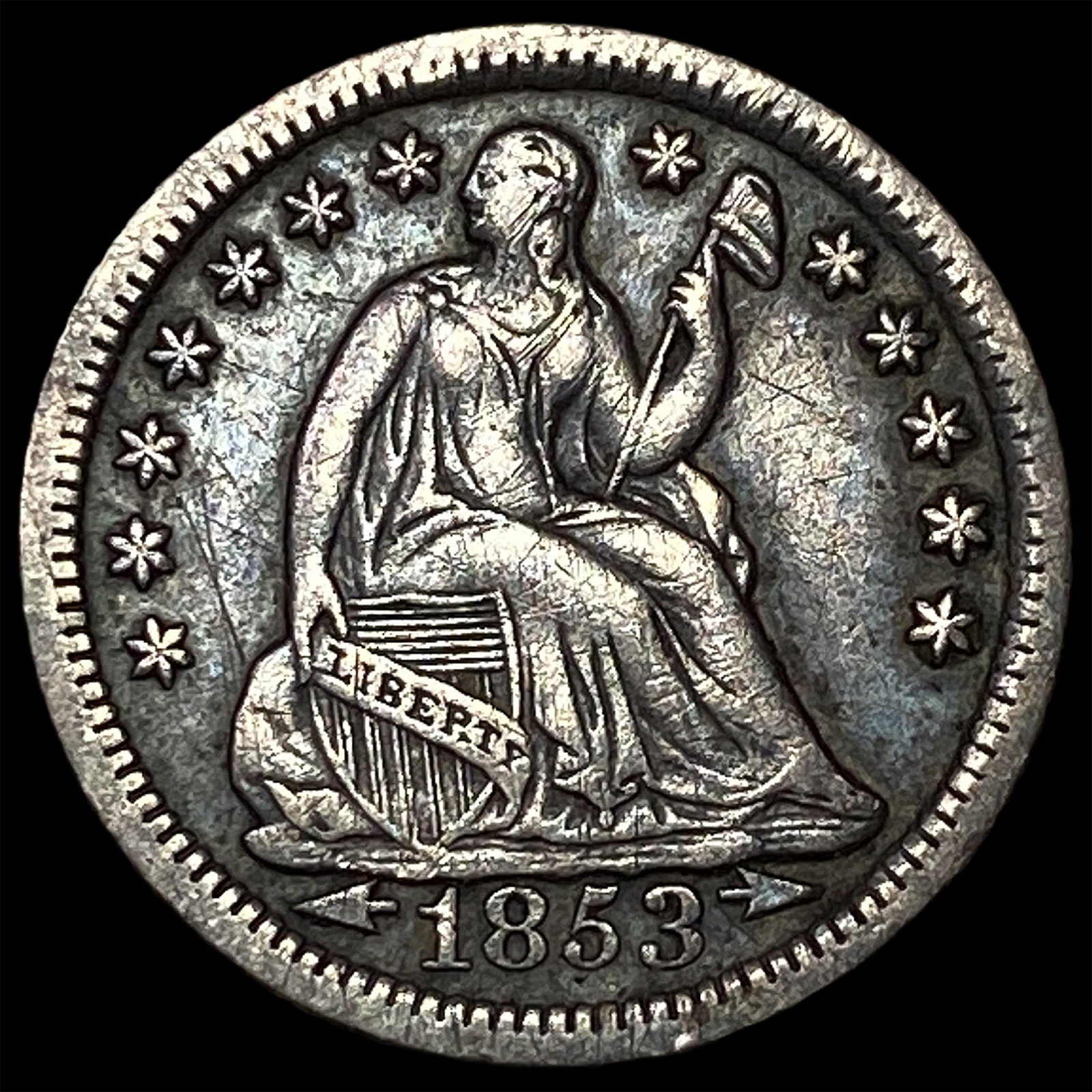1853-O Seated Liberty Half Dime CLOSELY UNCIRCULATED: 1853-O Seated Liberty Half Dime CLOSELY UNCIRCULATED