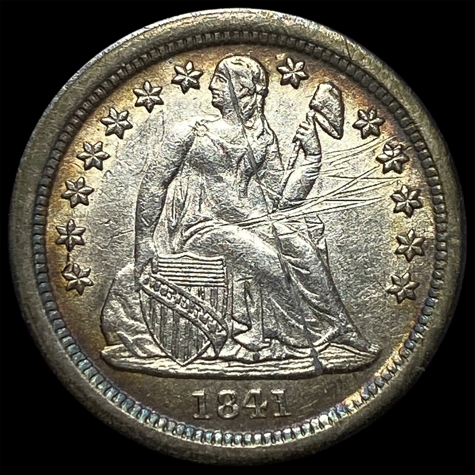 1841-O Silver Seated Liberty Dime CLOSELY UNCIRCULATED: 1841-O Silver Seated Liberty Dime CLOSELY UNCIRCULATED