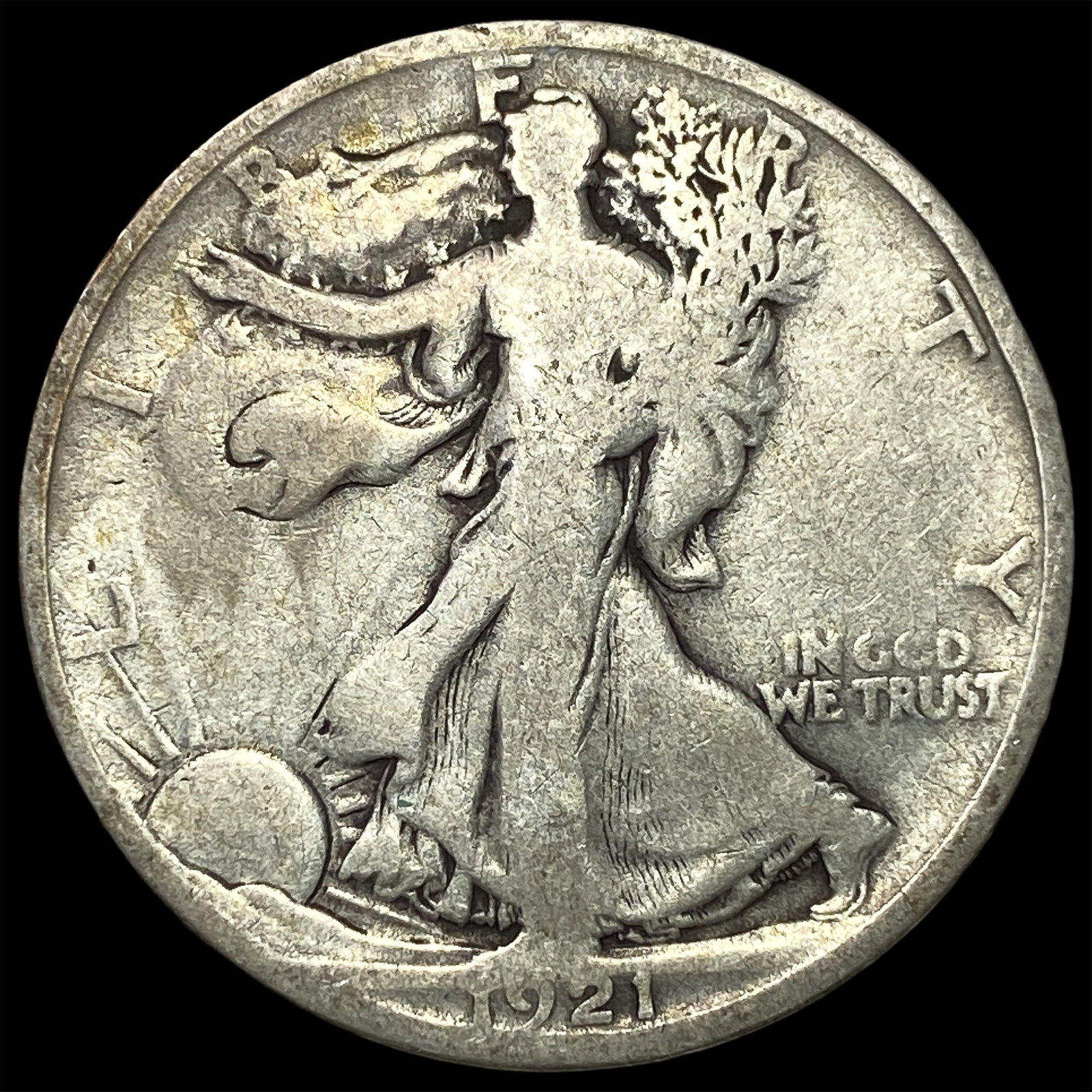 1921-D Silver Walking Liberty Half Dollar NICELY CIRCULATED (1 of 2)