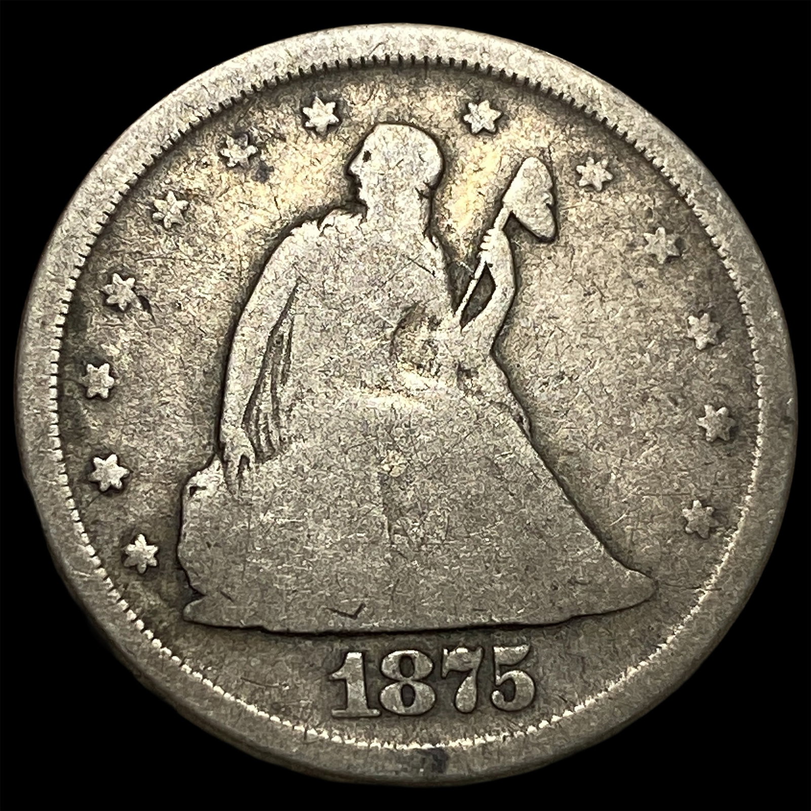 1875-S Silver Twenty Cent Piece NICELY CIRCULATED: 1875-S Silver Twenty Cent Piece NICELY CIRCULATED