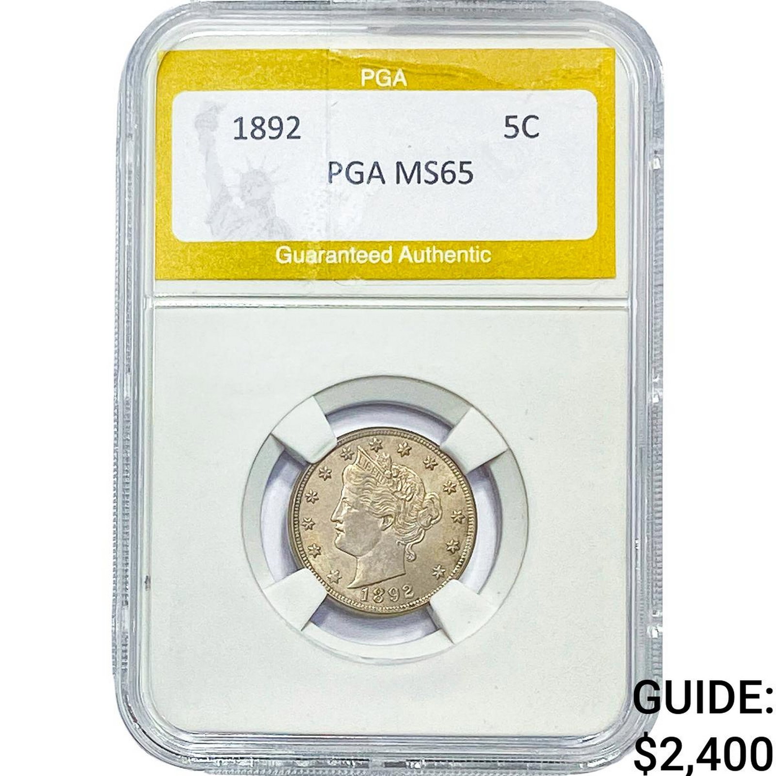 1892 Liberty Victory Nickel PGA MS65: 1892 Liberty Victory Nickel PGA MS65