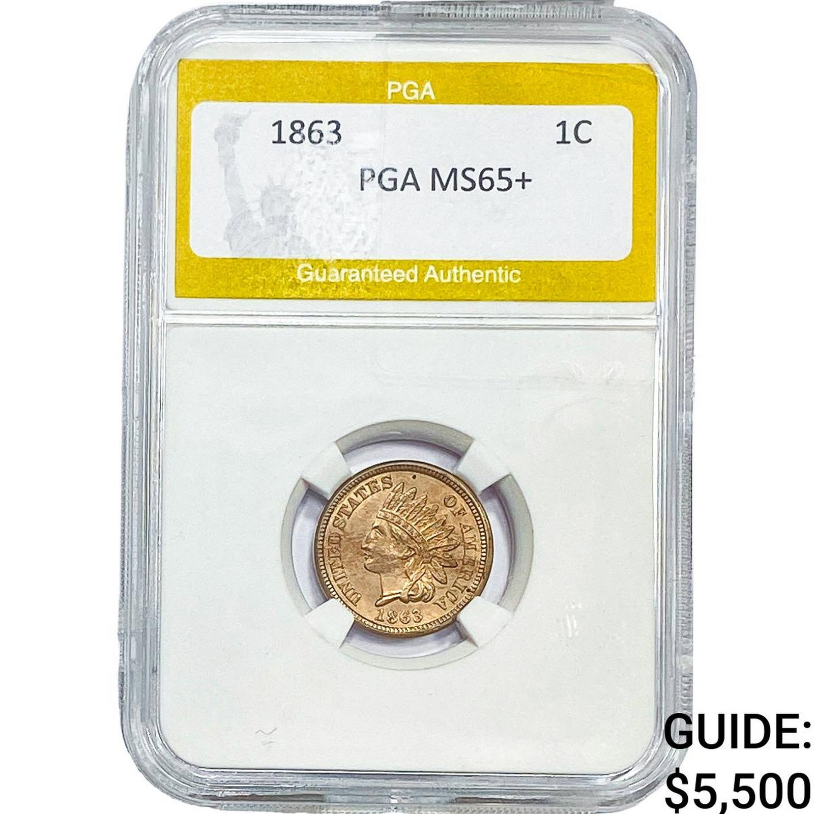 1863 Indian Head Cent PGA MS65+: 1863 Indian Head Cent PGA MS65+