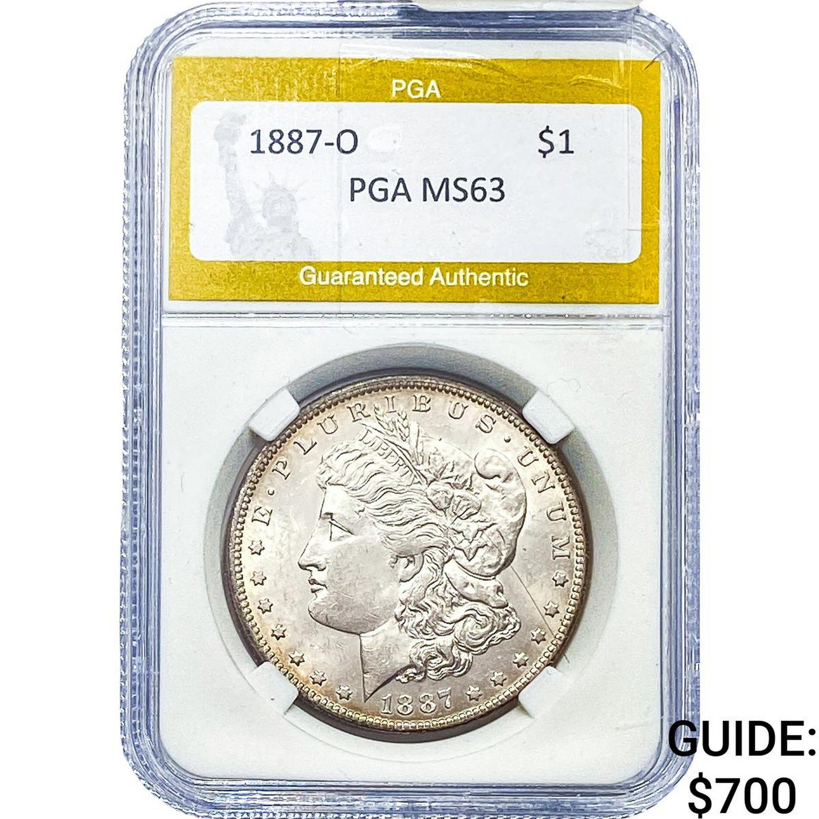 1887-O Morgan Silver Dollar PGA MS63: 1887-O Morgan Silver Dollar PGA MS63