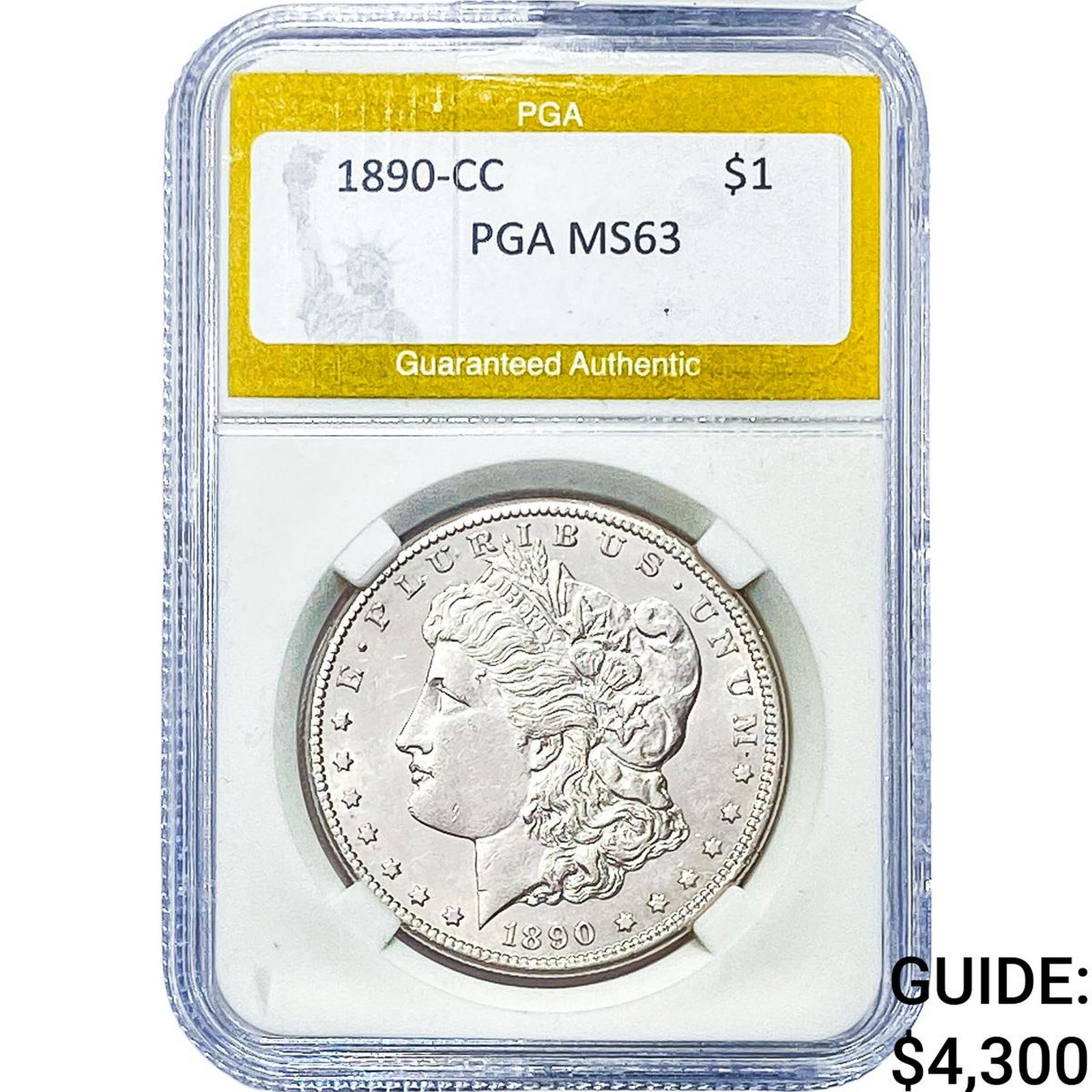 1890-CC Morgan Silver Dollar PGA MS63: 1890-CC Morgan Silver Dollar PGA MS63