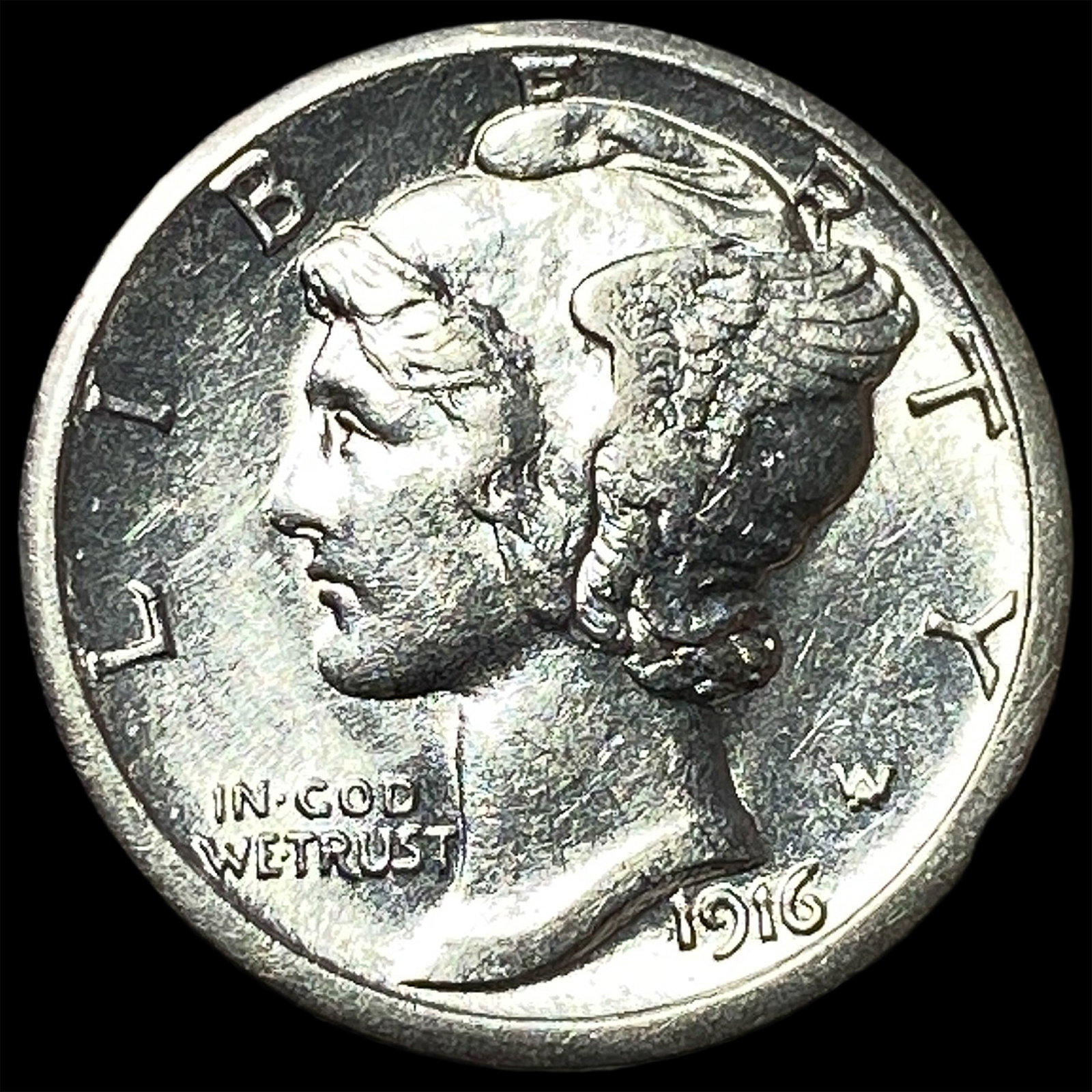 1916-S Silver Mercury Dime UNCIRCULATED: 1916-S Silver Mercury Dime UNCIRCULATED