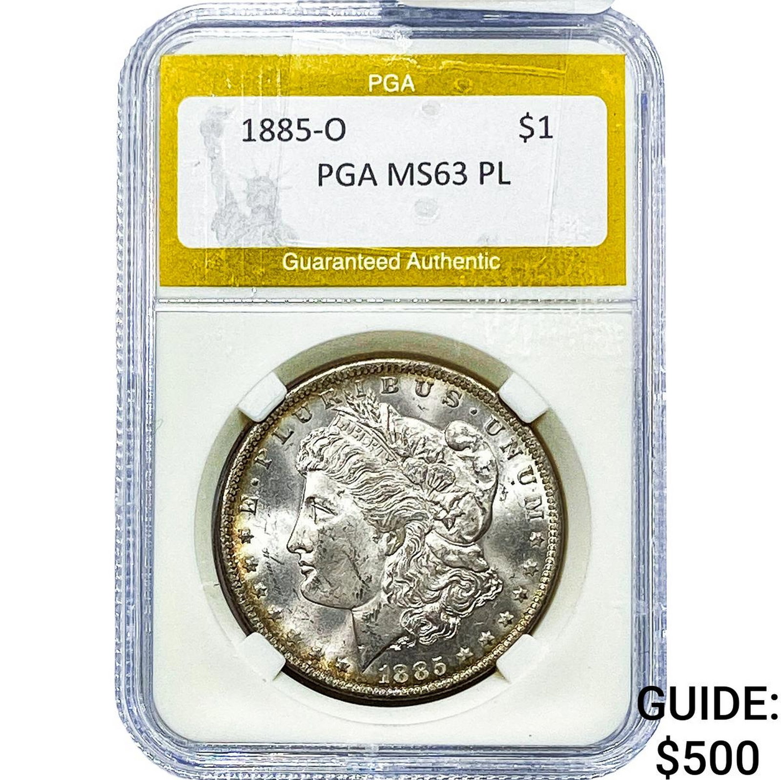 1885-O Morgan Silver Dollar PGA MS63 PL: 1885-O Morgan Silver Dollar PGA MS63 PL