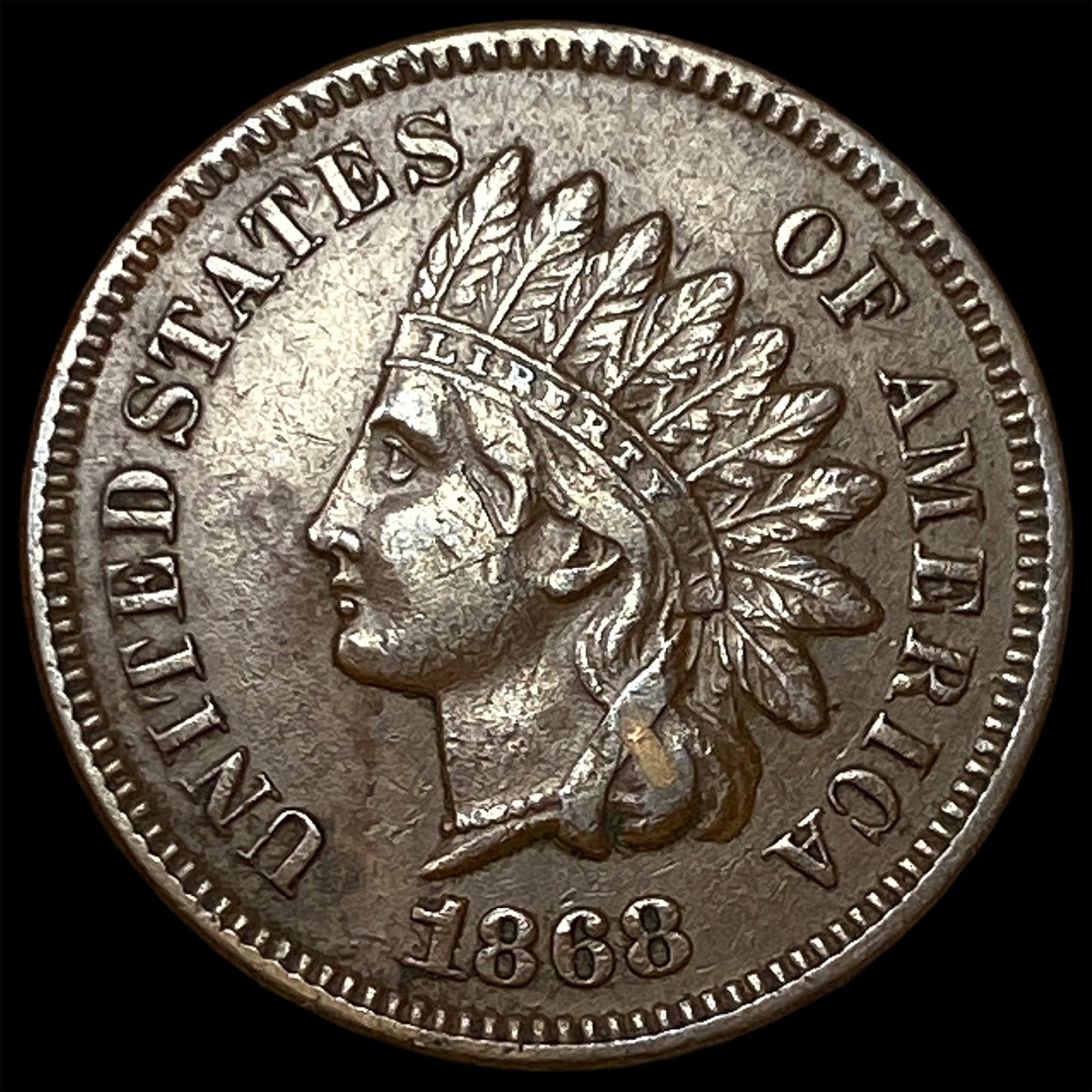 1868 Indian Head Cent CLOSELY UNCIRCULATED: 1868 Indian Head Cent CLOSELY UNCIRCULATED