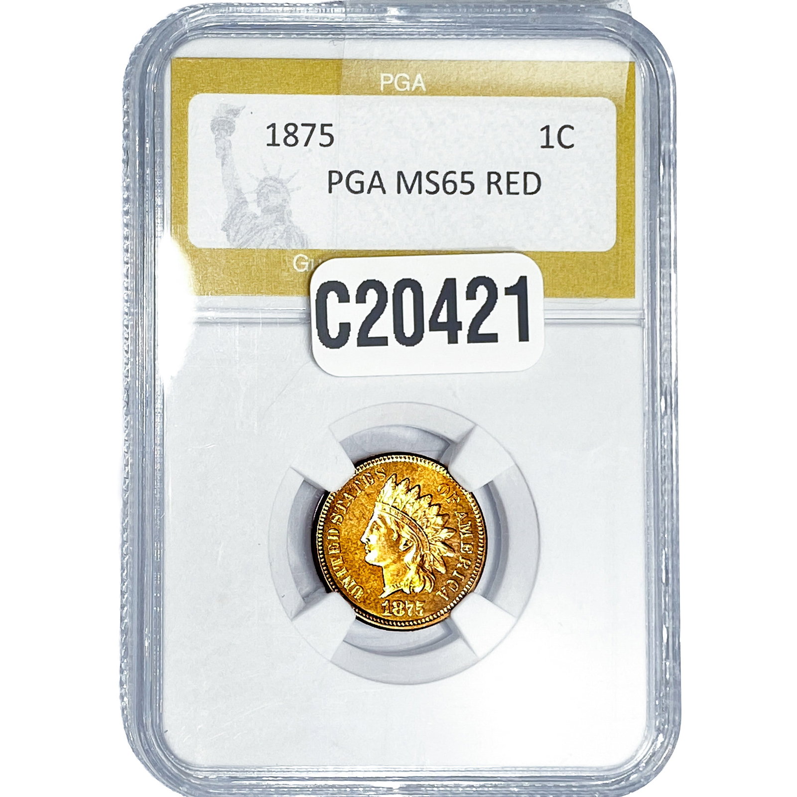 1875 Indian Head Cent PGA MS65 Red: 1875 Indian Head Cent PGA MS65 Red