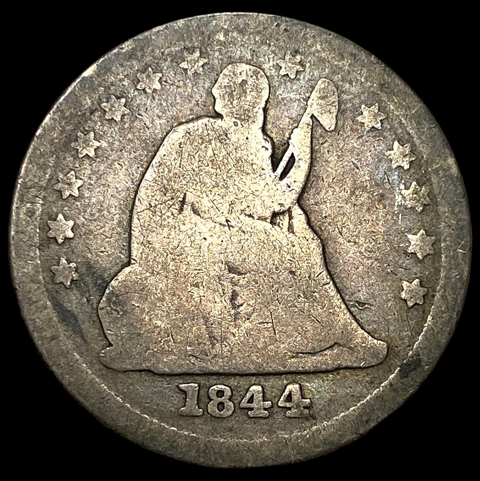 1844-O Silver Seated Liberty Dime NICELY CIRCULATED: 1844-O Silver Seated Liberty Dime NICELY CIRCULATED
